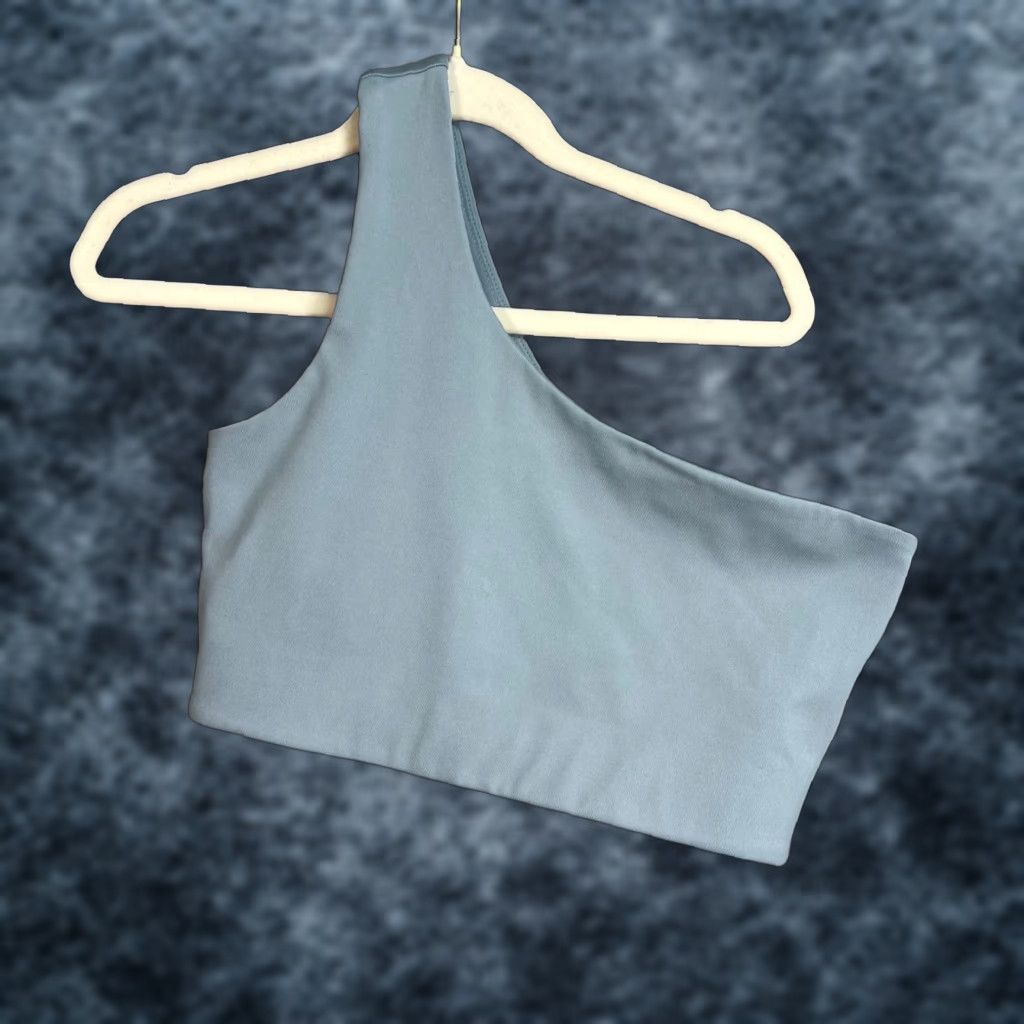 Girlfriend Collective Girlfriend Collective Womens Size Small Light Blue One-Shoulder Crop Tank Top Sleeveless Cropped Summer Casual Size S / US 4 / IT 40 - 1 Thumbnail