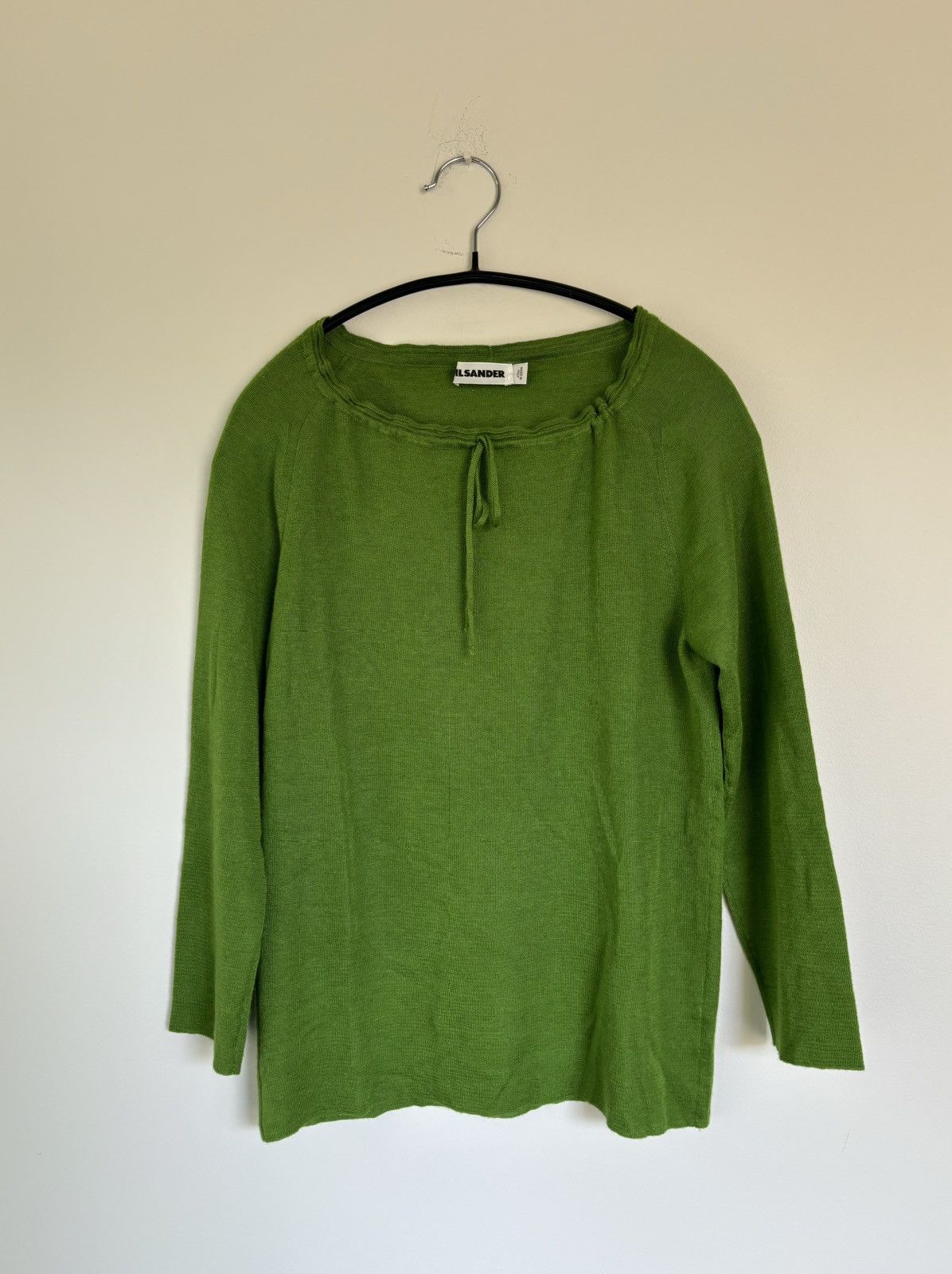 Jil Sander × Vintage 2000s Jil Sander Drawstring Shirt Cashmere Top 3/4 Lace Tie Size S / US 4 / IT 40 - 2 Thumbnail