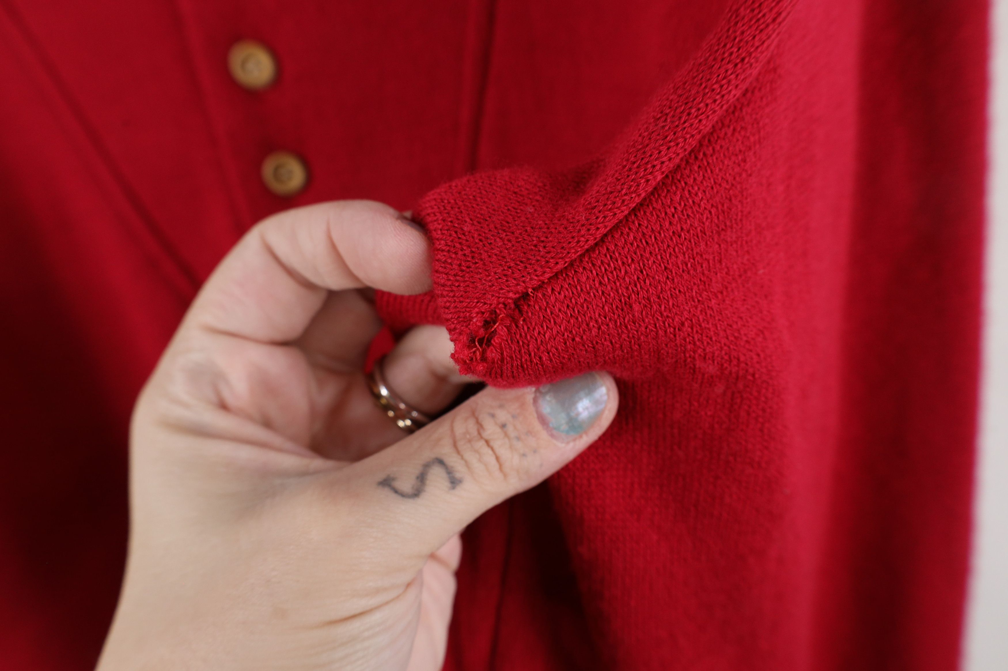 Vintage Vintage 90s Streetwear Knit Pullover Henley Sweater Red Size US XL / EU 56 / 4 - 8 Thumbnail