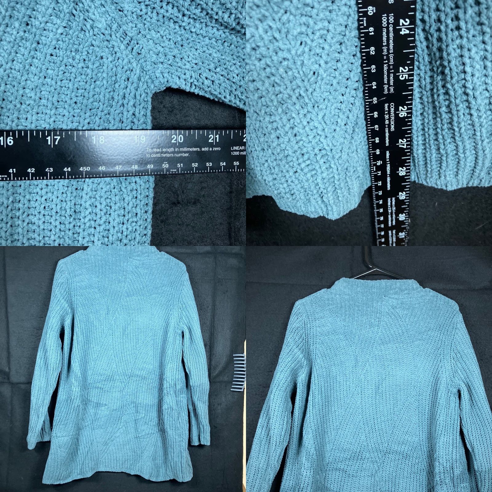 J. Jill J. Jill Sweater Blue Chenille Cable Knit Petite Long Sleeve Tunic MP, Pullover, Knit, Solid, Relaxed Fit, Petite, Women Size M / US 6-8 / IT 42-44 - 8 Thumbnail