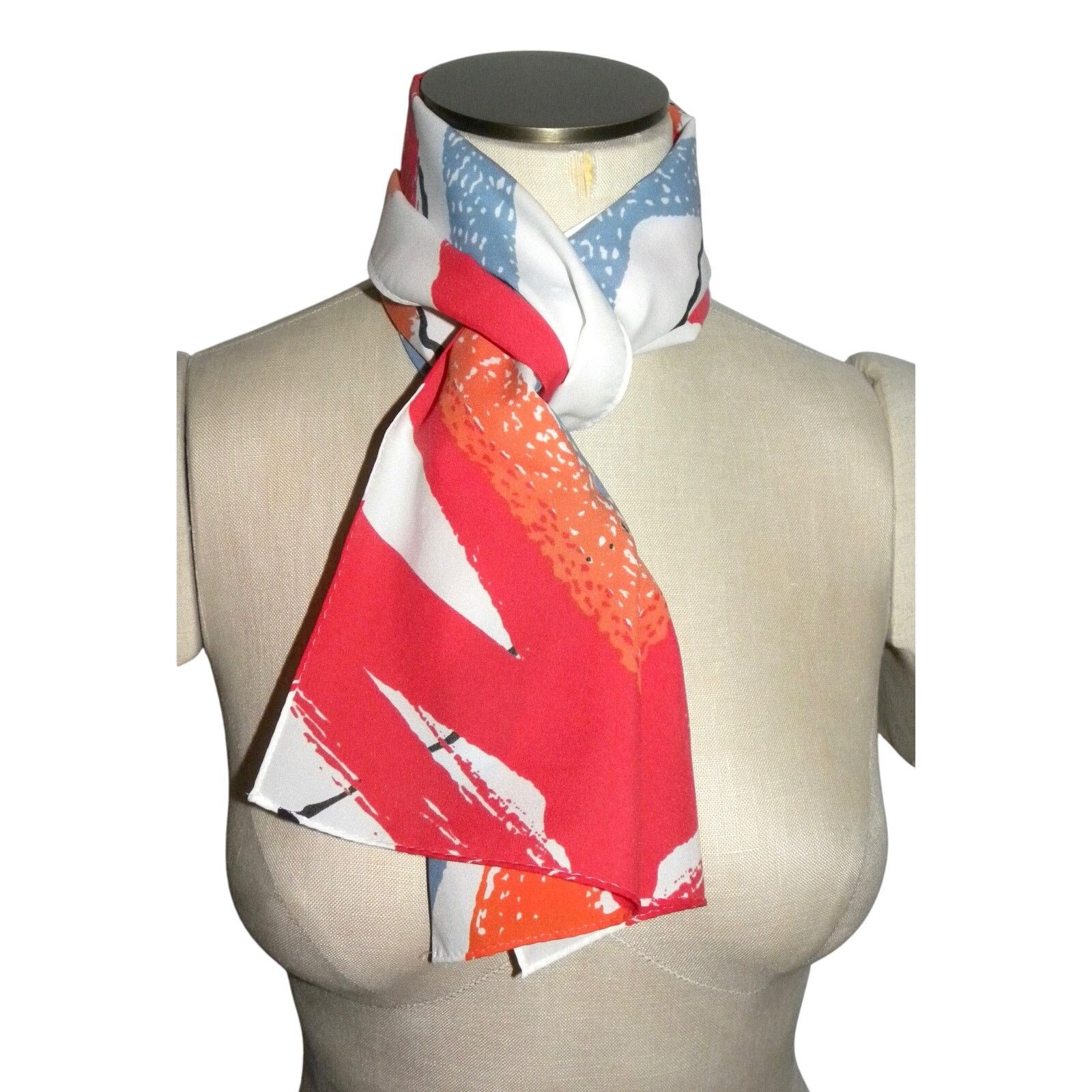 Vintage 70s Neck Scarf Bow Bold MOD Hair Scarf | 53" x 9.25" Size ONE SIZE - 3 Thumbnail