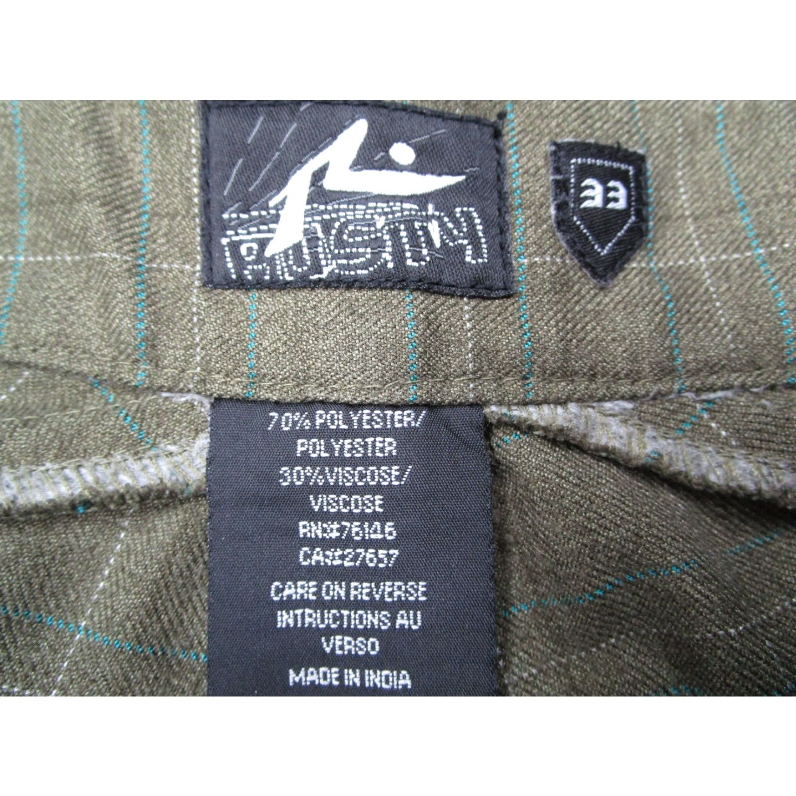 Rusty VINTAGE Rusty Men's Green Check Cargo Shorts 33 5-Pocket Logo Back Embroidered Polyester Blend India Casual Travel Size US 33 - 2 Thumbnail