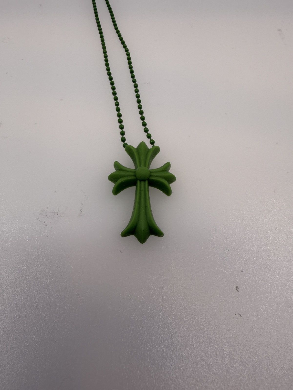 Chrome Hearts Chrome Hearts Silichrome Green Cross Necklace Size ONE SIZE - 1 Thumbnail