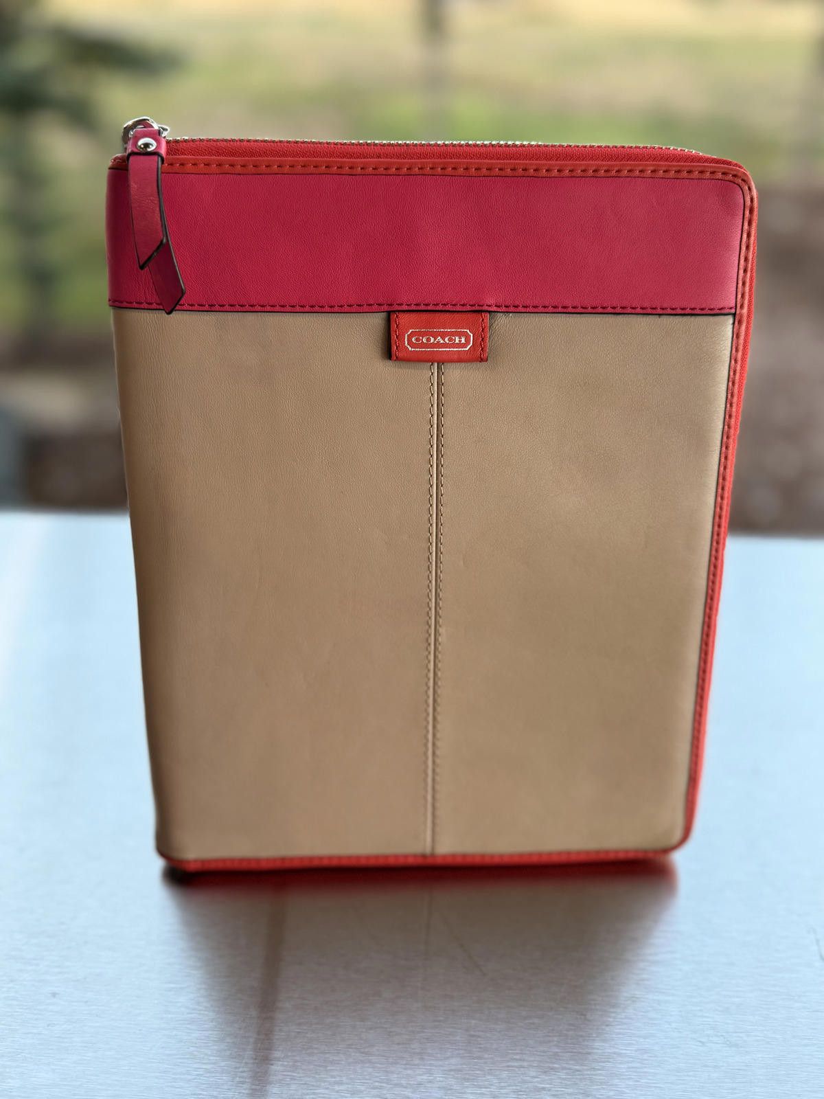 Coach Coach Leather iPad Case Taupe Pink Zip Cover Stand Holder Size ONE SIZE - 1 Thumbnail