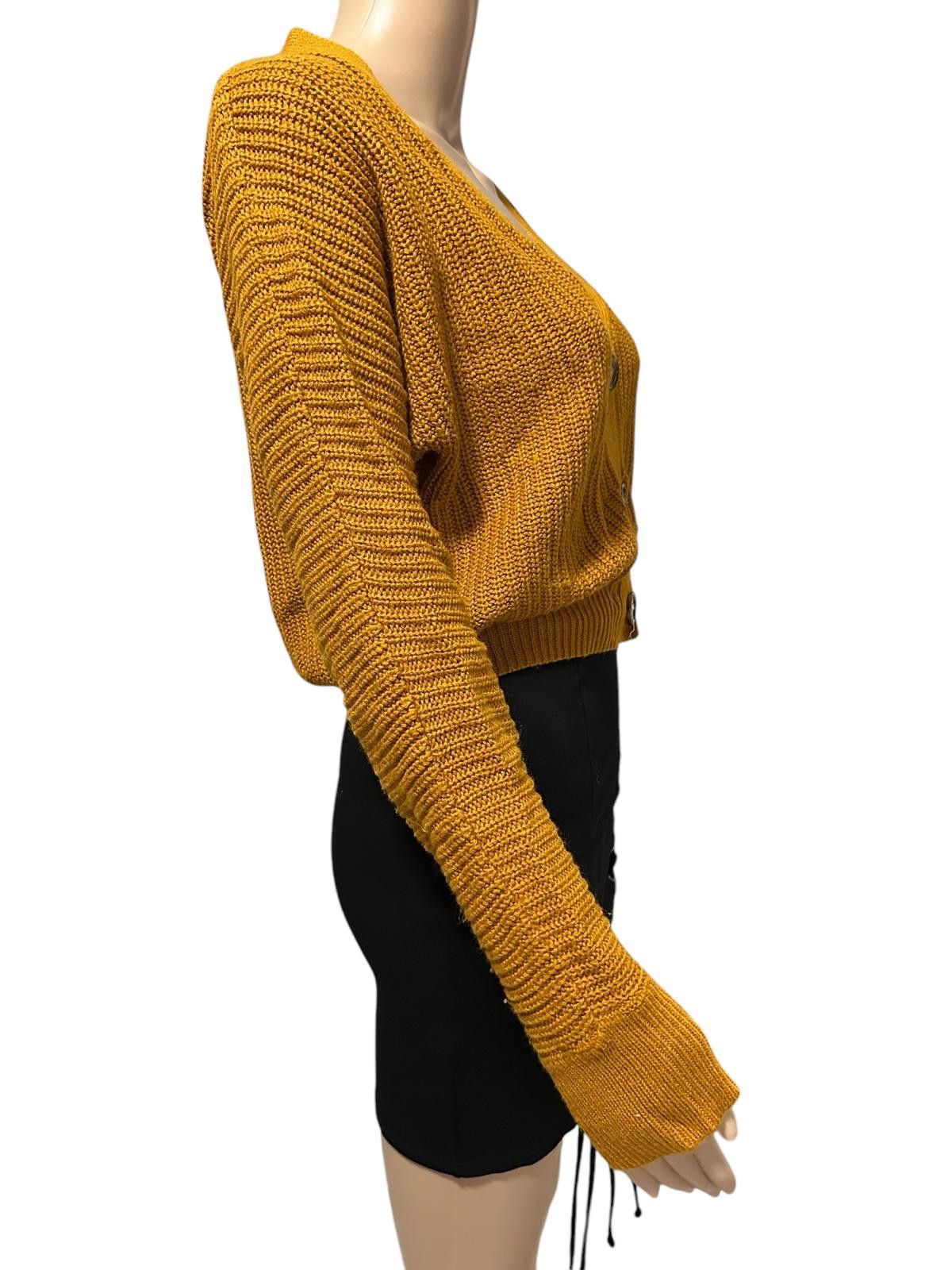 Other Dynamite Cropped Knit Cardigan in Mustard Size S / US 4 / IT 40 - 2 Thumbnail