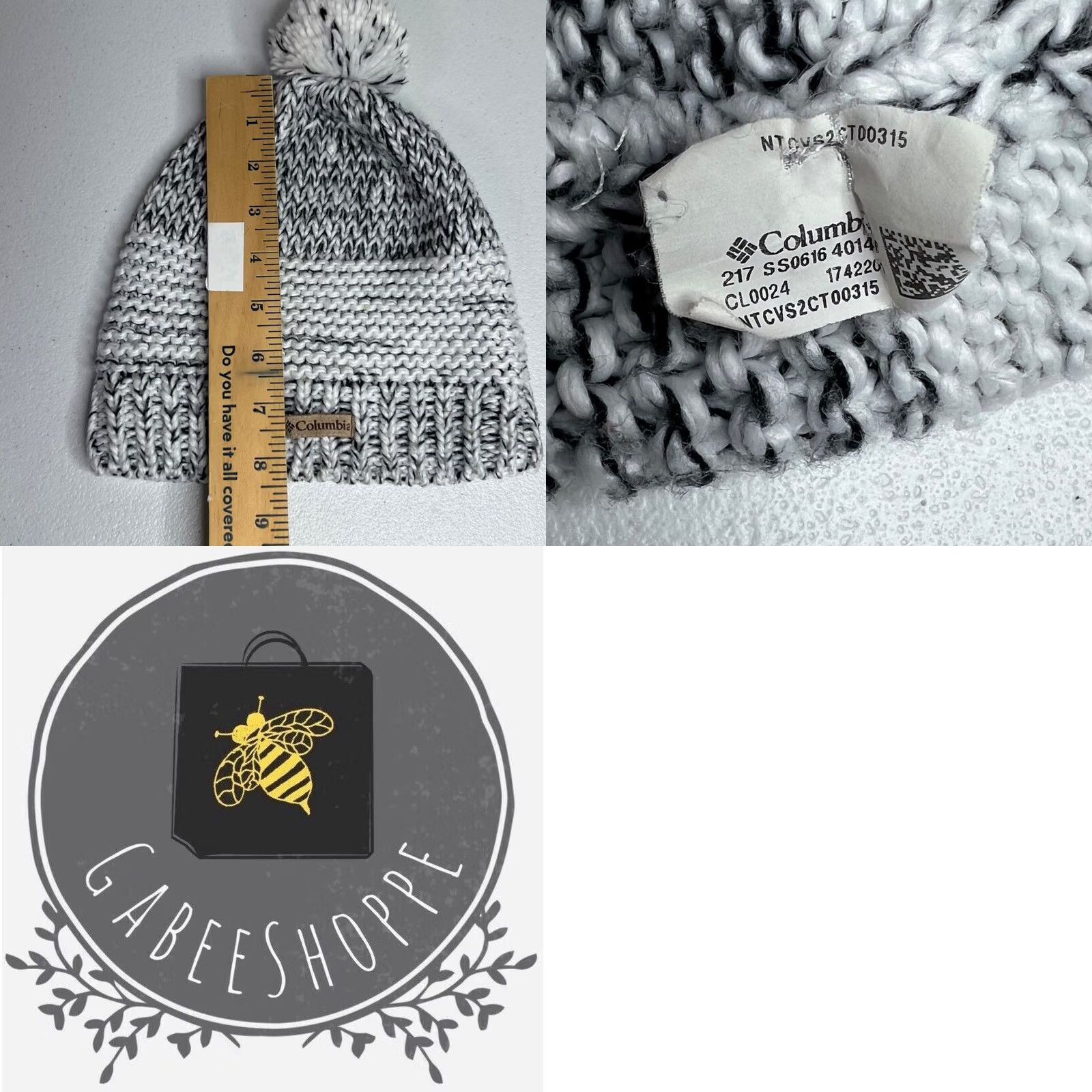 Vintage Columbia Beanie Pom Knit Hat Womens One Size White Black Lined Size ONE SIZE - 8 Thumbnail