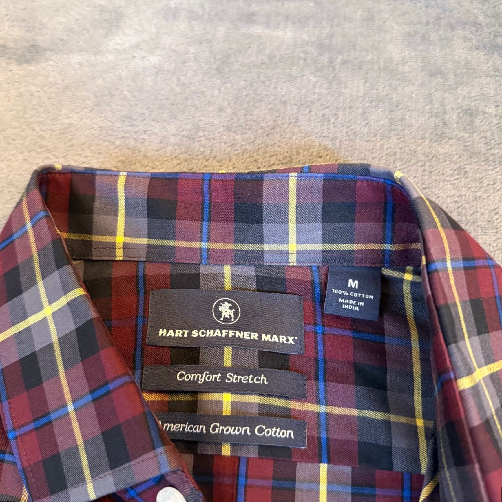 Hart Schaffner Marx Hart Schaffner Marx Shirt Plaid Burgundy Grey Multicolor Long Sleeve Button-Up Classic Mens M NWT Stretch Comfort Fall Spring Winter Casual Business Size US M / EU 48-50 / 2 - 3 Thumbnail