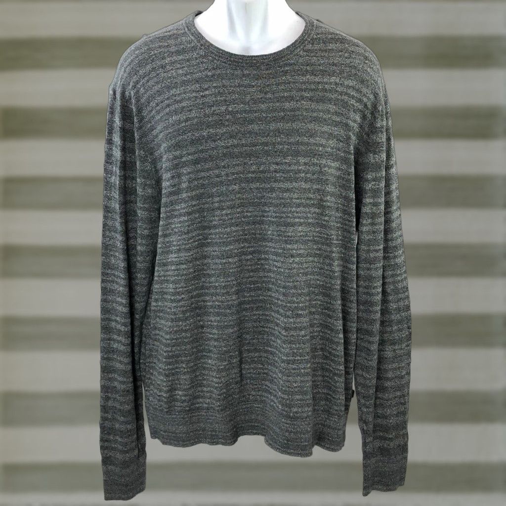 Michael Kors Michael Kors Women's XL Gray Stripe Cotton Knit Sweater Pullover Long Sleeve Crew Neck, Classic City Preppy Size US XL / EU 56 / 4 - 1 Thumbnail