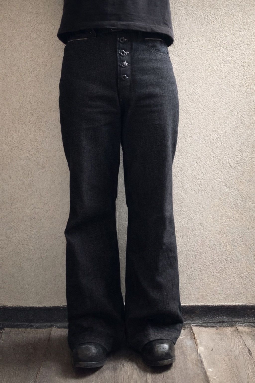 Japanese Brand DOOF.YOUTH KAIHARA JAPANESE RAW DENIM FLARE WIDE LEG JEANS Size US 32 / EU 48 - 8 Thumbnail