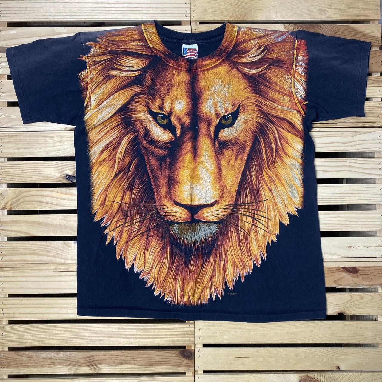 Other Vintage Big Face Lion Faded Black AOP Nature Tee Size Large Size US L / EU 52-54 / 3 - 1 Thumbnail