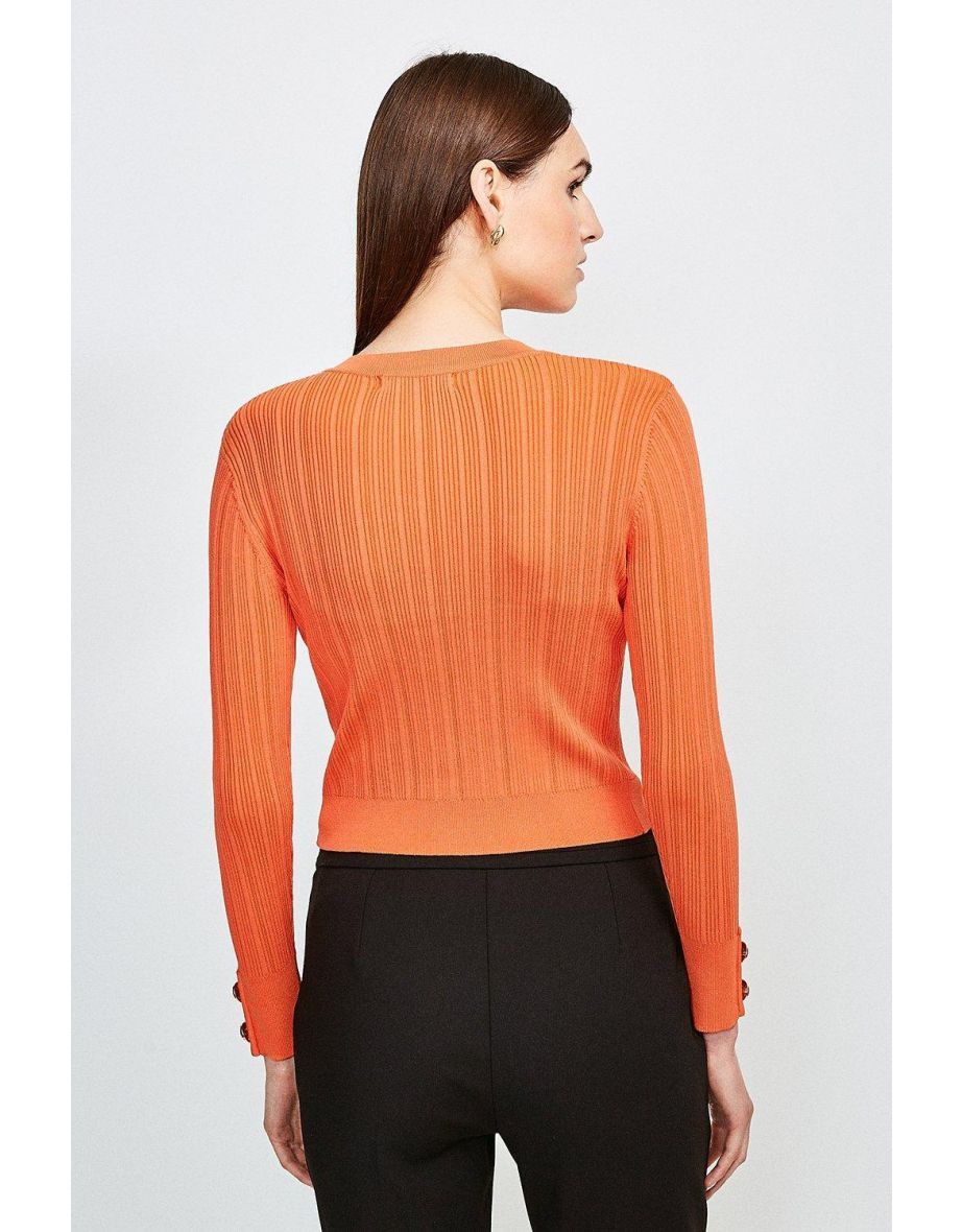 Balmain o1w1db10624 Cardigan in Orange Size XXS / US 00 / IT 34 - 3 Thumbnail