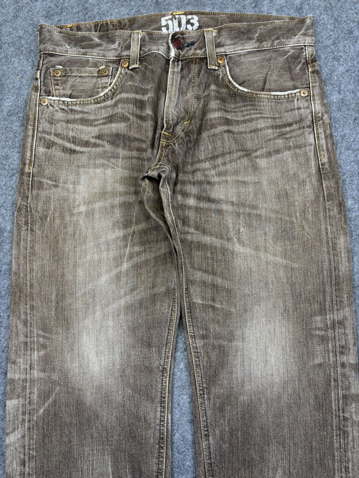 Edwin 💥Archival Fades💥Sick Edwin 503 Brown Denim K20 Size US 35 - 3 Thumbnail