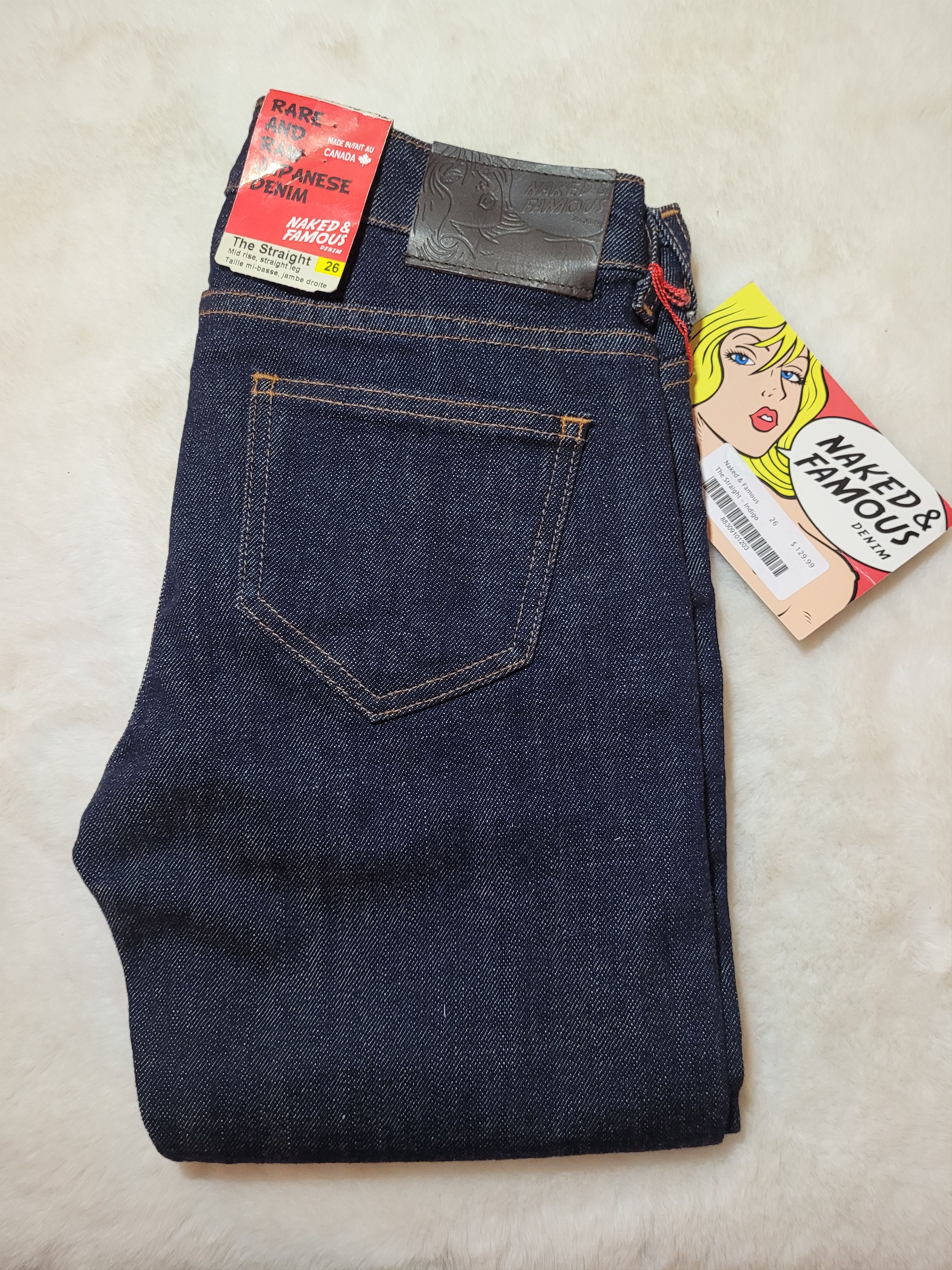 image of Naked Famous The Straight Stretch Selvedge in Raw Indigo, Women's (Size 26)
