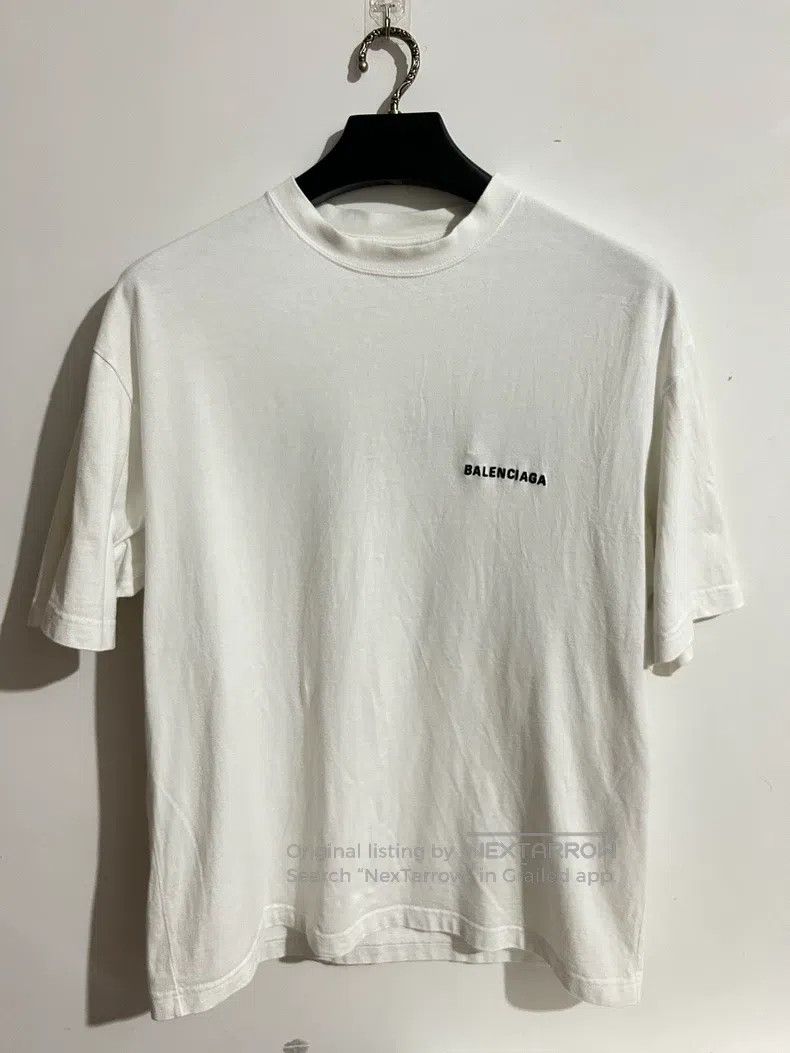 Balenciaga Balenciaga White Logo Embroidered Short Sleeve T-Shirt Size US XS / EU 42 / 0 - 1 Thumbnail