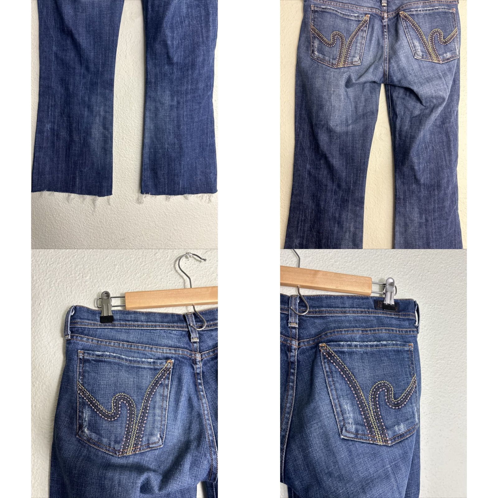 Citizens Of Humanity Citizens of Humanity Jeans Womens 30 Flare Low Rise Distressed Blue Denim Stretch 28in Inseam Regular Fit Raw Hem Av a 109 Size 30" / US 8 / IT 44 - 8 Thumbnail