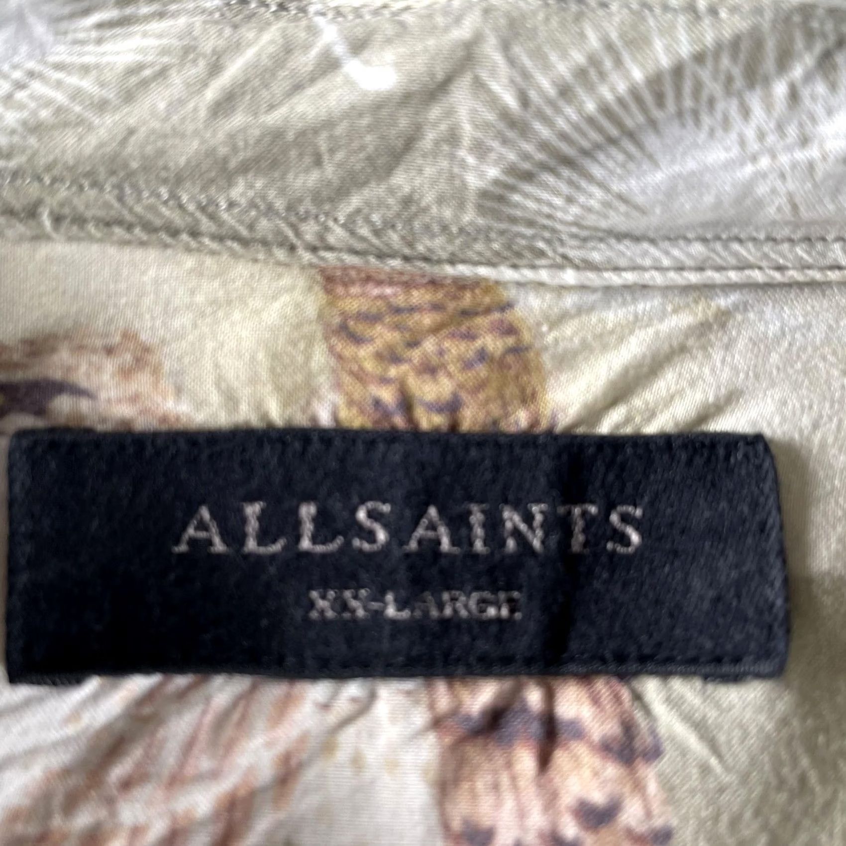 Allsaints AllSaints Akashi SS Shirt Mens XXL Beige Crane Print Short Sleeve Button Up Size US XXL / EU 58 / 5 - 2 Thumbnail