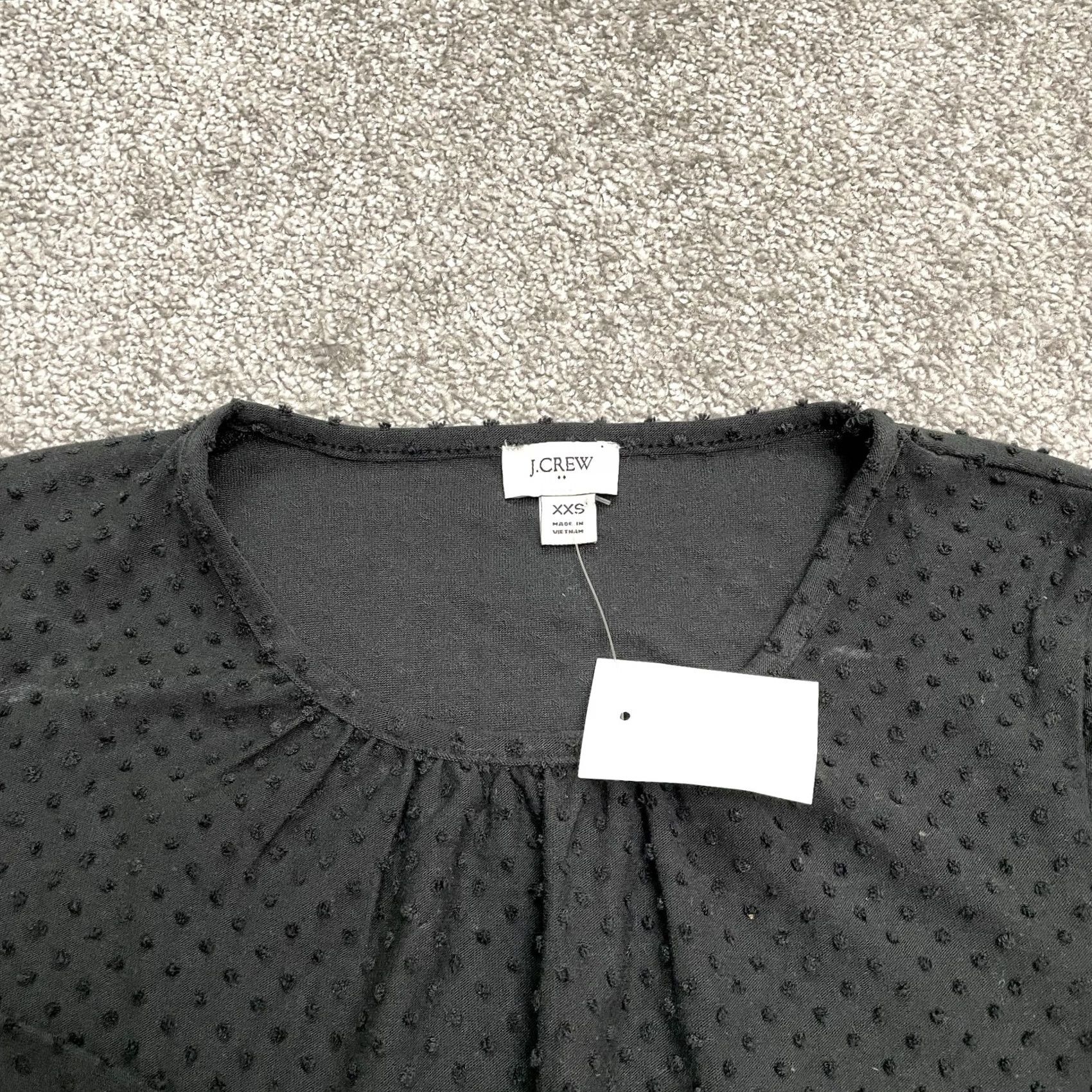 J.Crew J.CREW Blouse Shirt Womens XXS Black Poet Sleeve Pleated Round Neck Tunic Classic Knit Satin? Size XXS / US 00 / IT 34 - 4 Thumbnail