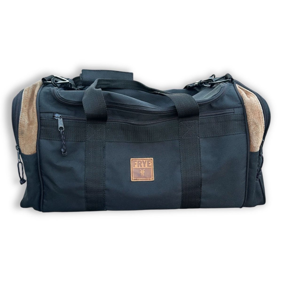 Archival Clothing x Frye VTG Frye Company Black Duffel Bag Multi-Pocket Suede Trim, Men's