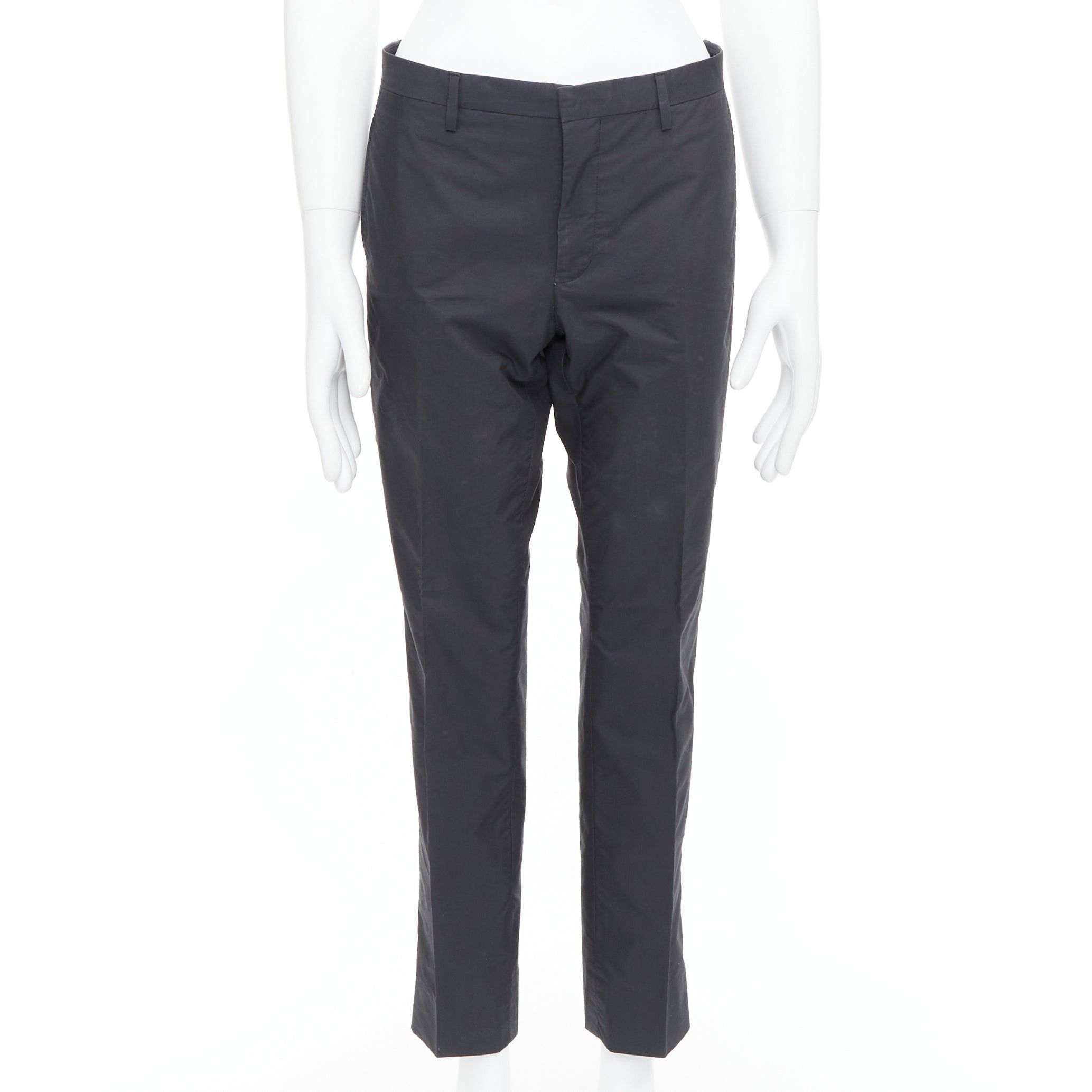 Lanvin LANVIN black wool blend crepe concealed fly tapered trousers FR44 XS Size US 26 / EU 42 - 1 Thumbnail
