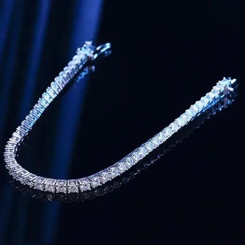 Jewelry Silver Color 3MM AAA Cubic Zirconia Tennis Chain Bracelet Size ONE SIZE - 2 Thumbnail