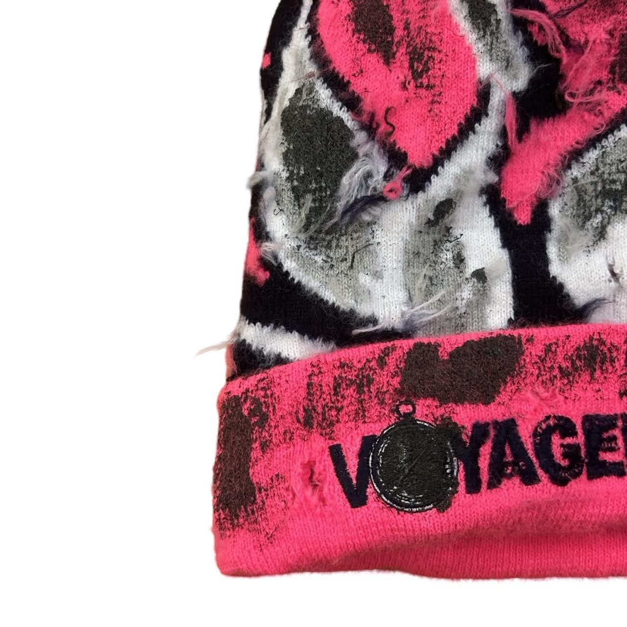 Vintage ASTROBOI* 'VOYAGER' Pink & Black Distressed Swan Beanie Size ONE SIZE - 8 Thumbnail