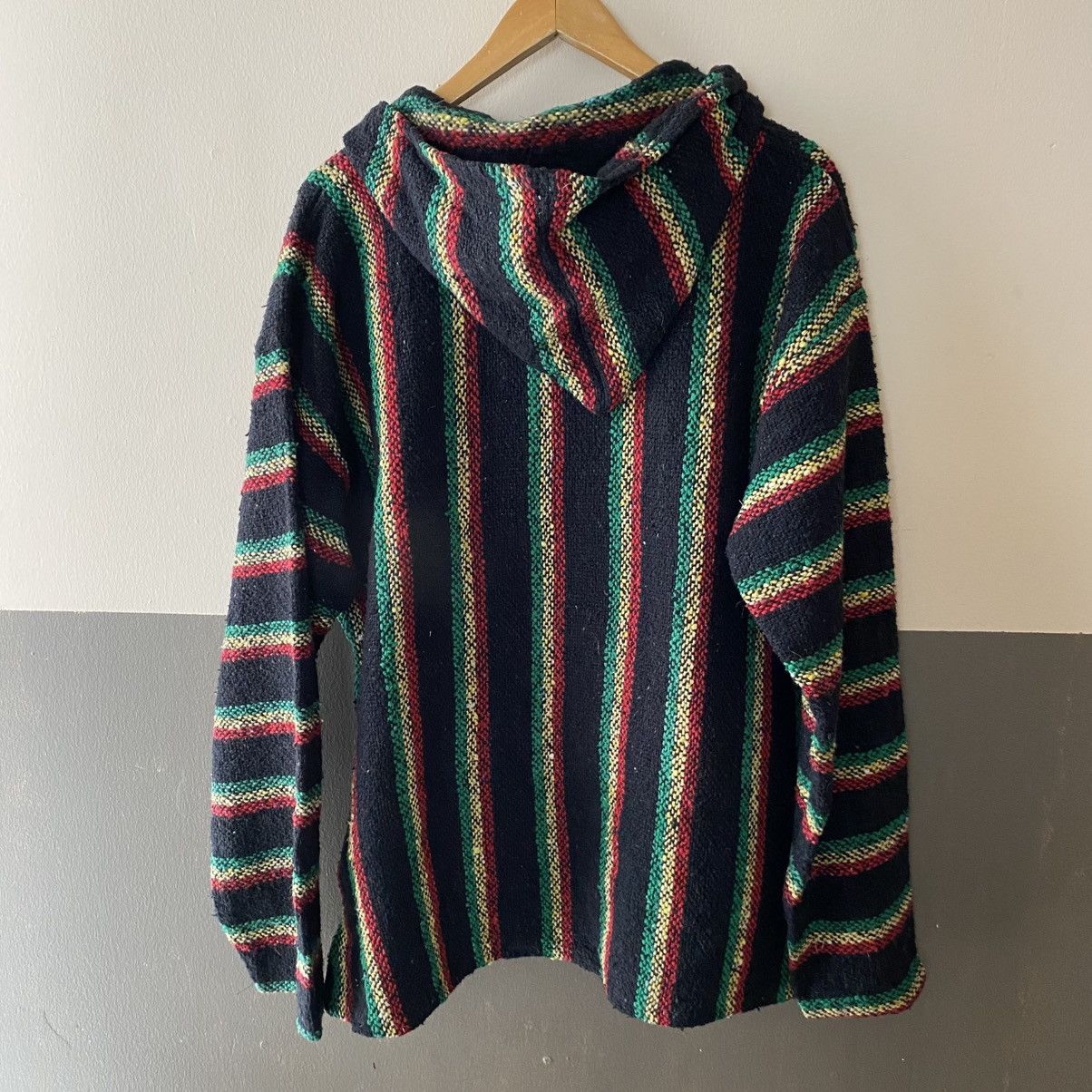 Vintage Black Baja Hoodie with Red, Green & Yellow Stripes Size US XL / EU 56 / 4 - 2 Thumbnail
