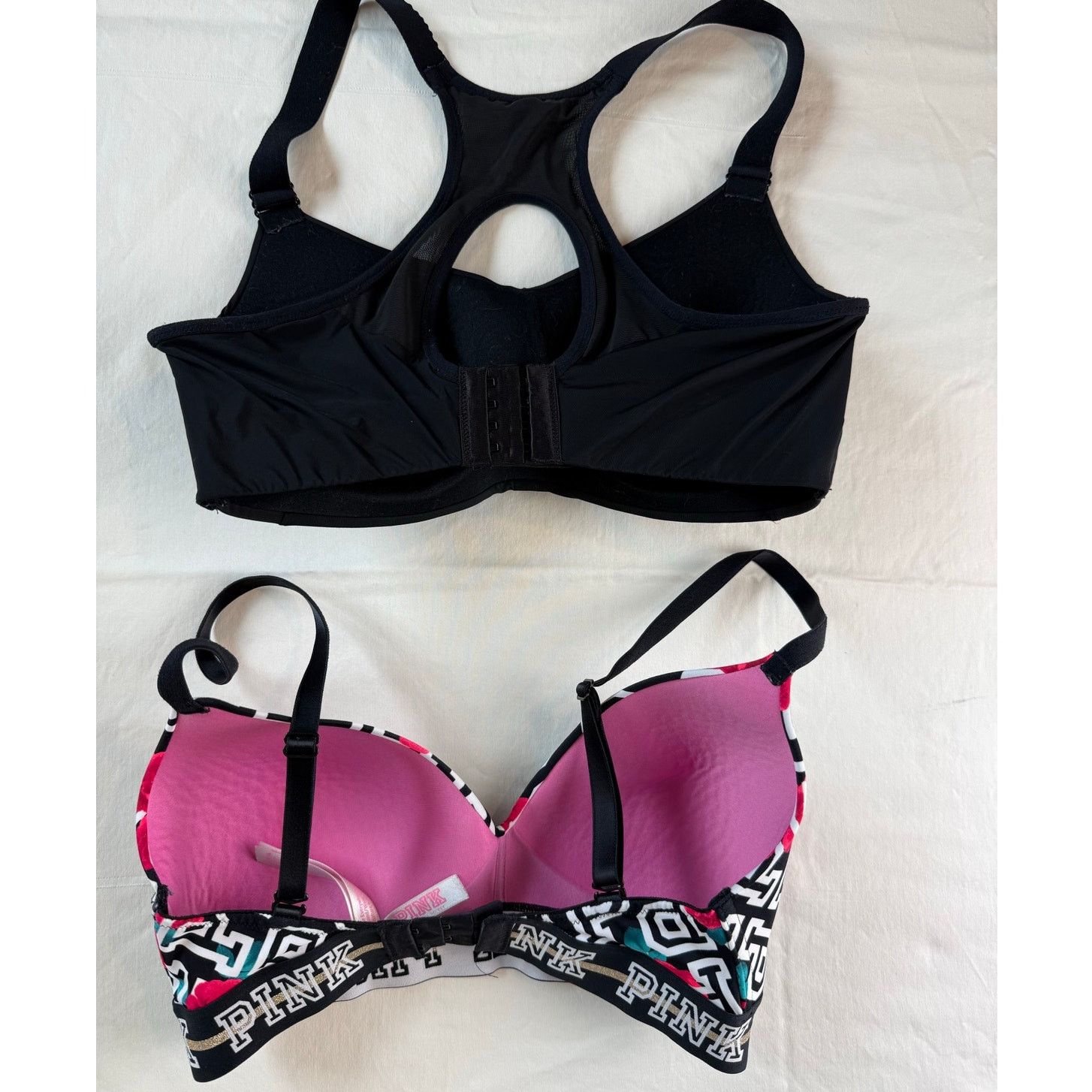 Victoria's Secret Bra Lot 32DD Victoria's Secret PINK & Avia D/DD Black Size ONE SIZE - 3 Thumbnail