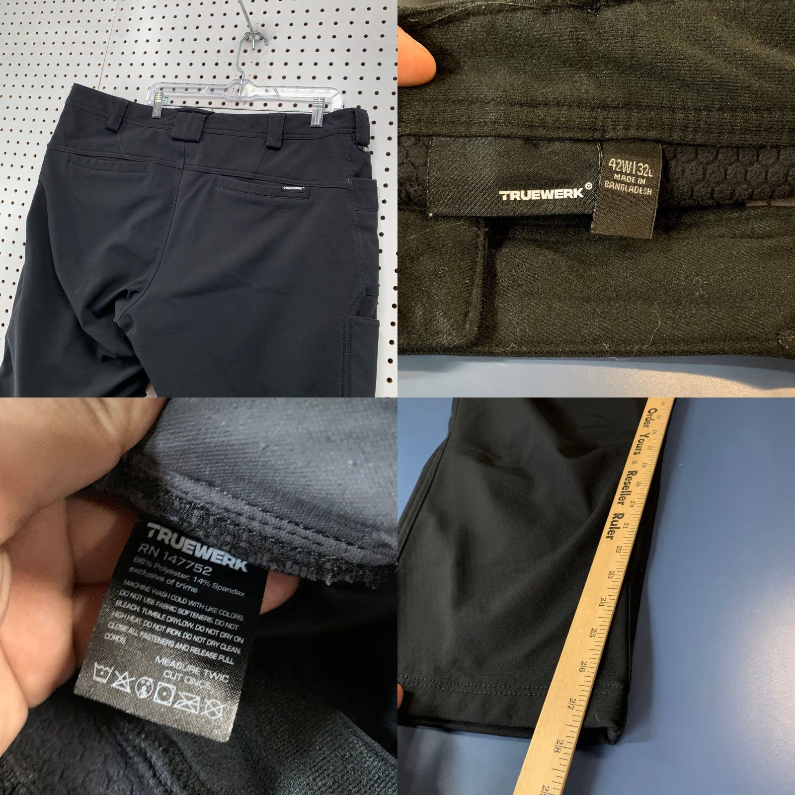 Vintage TRUEWERK Cargo Pants Black Mens Regular 42x28 Utility Work Pants with Pockets Size US 42 / EU 58 - 8 Thumbnail