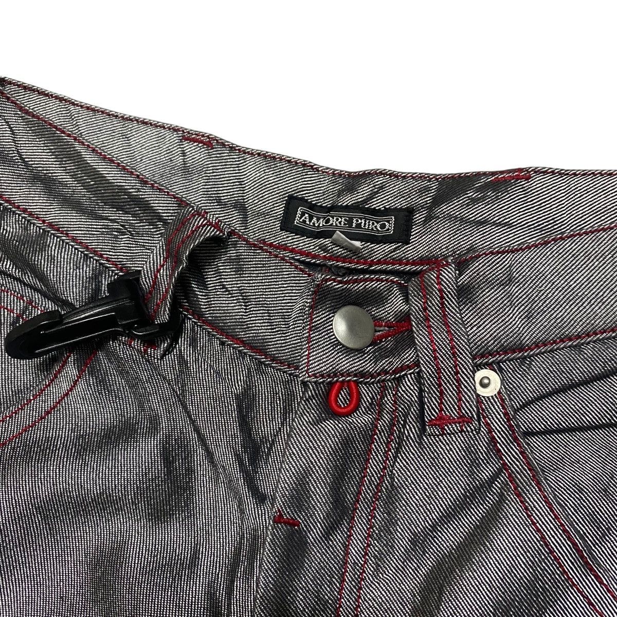 Japanese Brand Vintage Amore Puro Silver Metallic Wide Leg Baggy Jeans Size US 28 / EU 44 - 6 Thumbnail