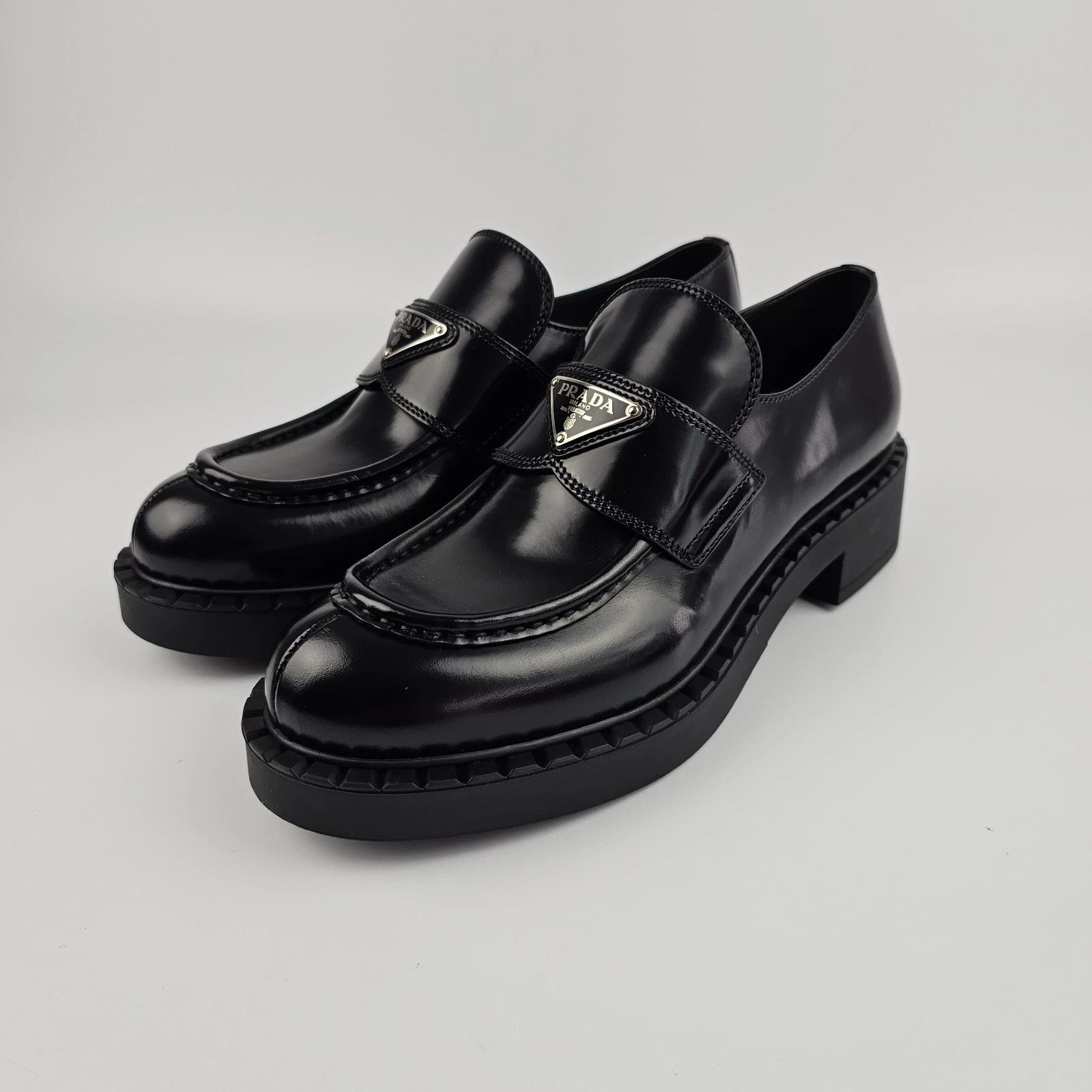 Prada PRADA Chocolate Black Leather Loafers New & Authentic Size US 11 / IT 41 - 1 Thumbnail
