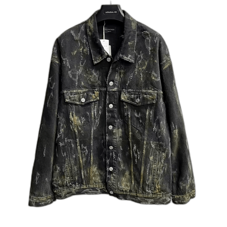 Balenciaga Black Tie-Dye Long Sleeve Denim Jacket Size US S / EU 44-46 / 1 - 1 Thumbnail