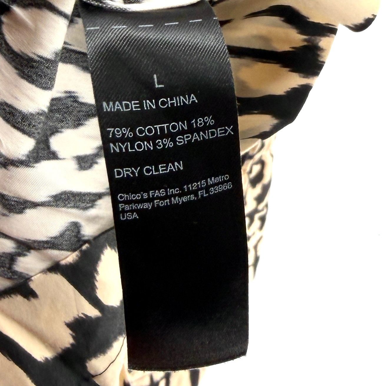 Chicos Black Label Black Khaki Ikat Print Tie Front Midi Dress Size L / US 10 / IT 46 - 8 Thumbnail