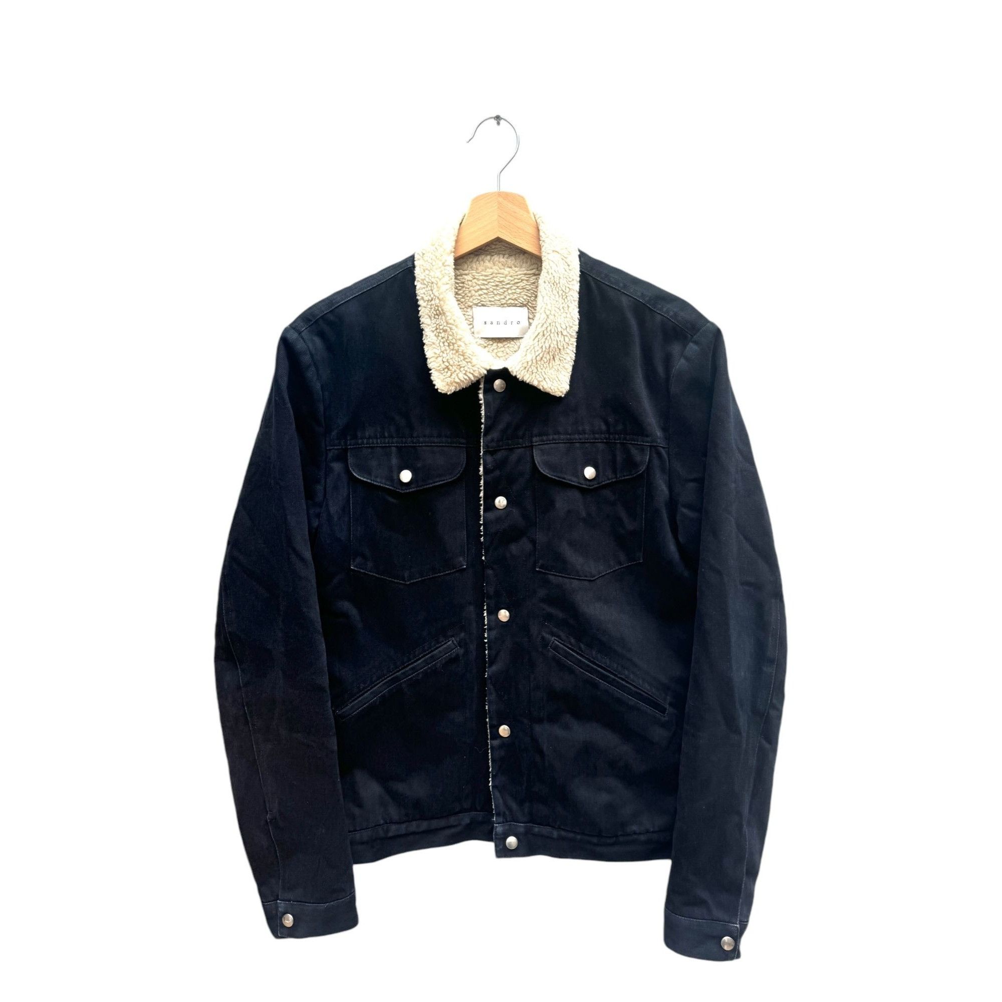 Sandro Black Shearling Jacket Grailed