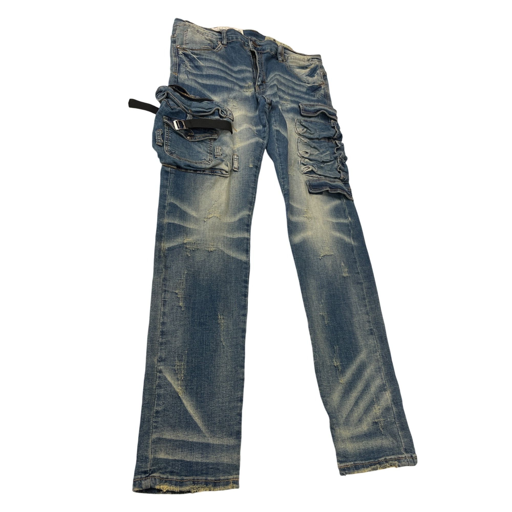 Other Industrial Indigo Mens Blue Distressed Cargo Jeans Pants Siz Size US 38 / EU 54 - 16 Thumbnail