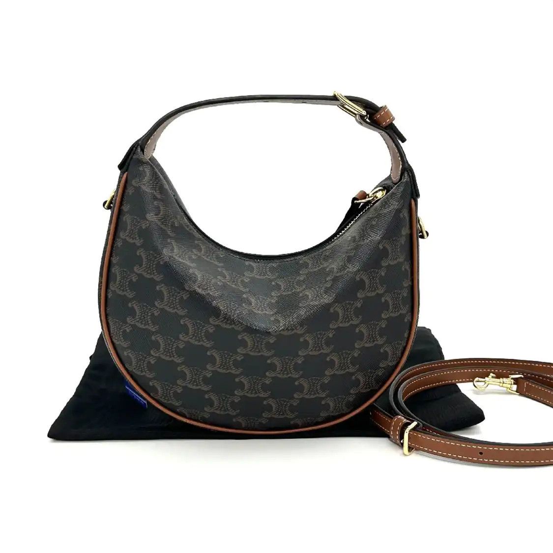 Celine CELINE LULU brown coated canvas Triomphe shoulder bag Size ONE SIZE - 1 Thumbnail