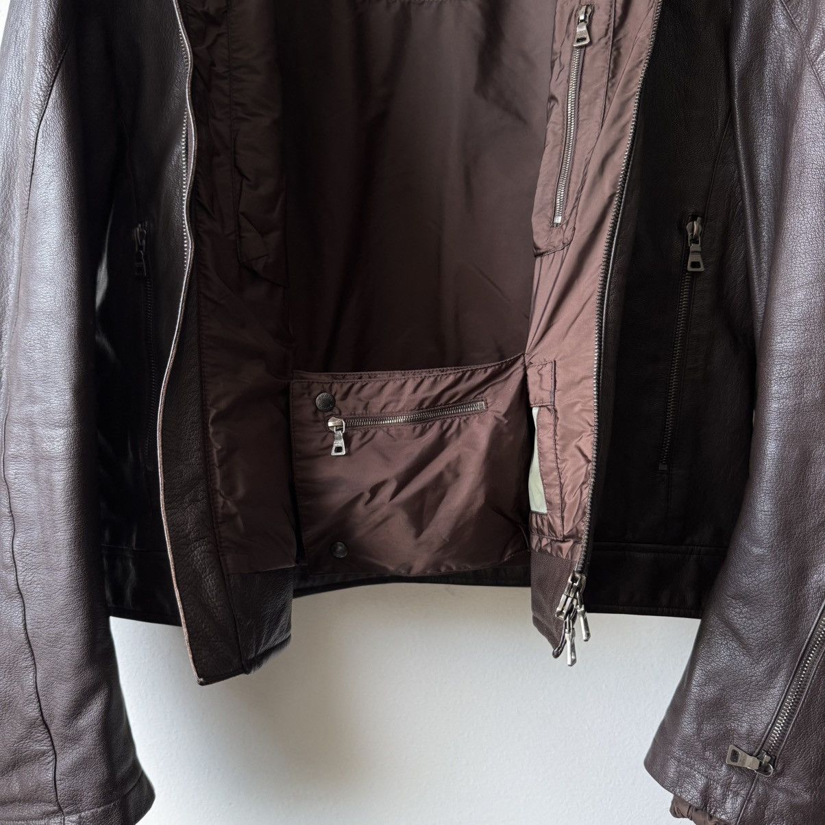 Prada Prada Linea Rossa SS2001 Brown Café Racer Leather Jacket Size US M / EU 48-50 / 2 - 10 Thumbnail