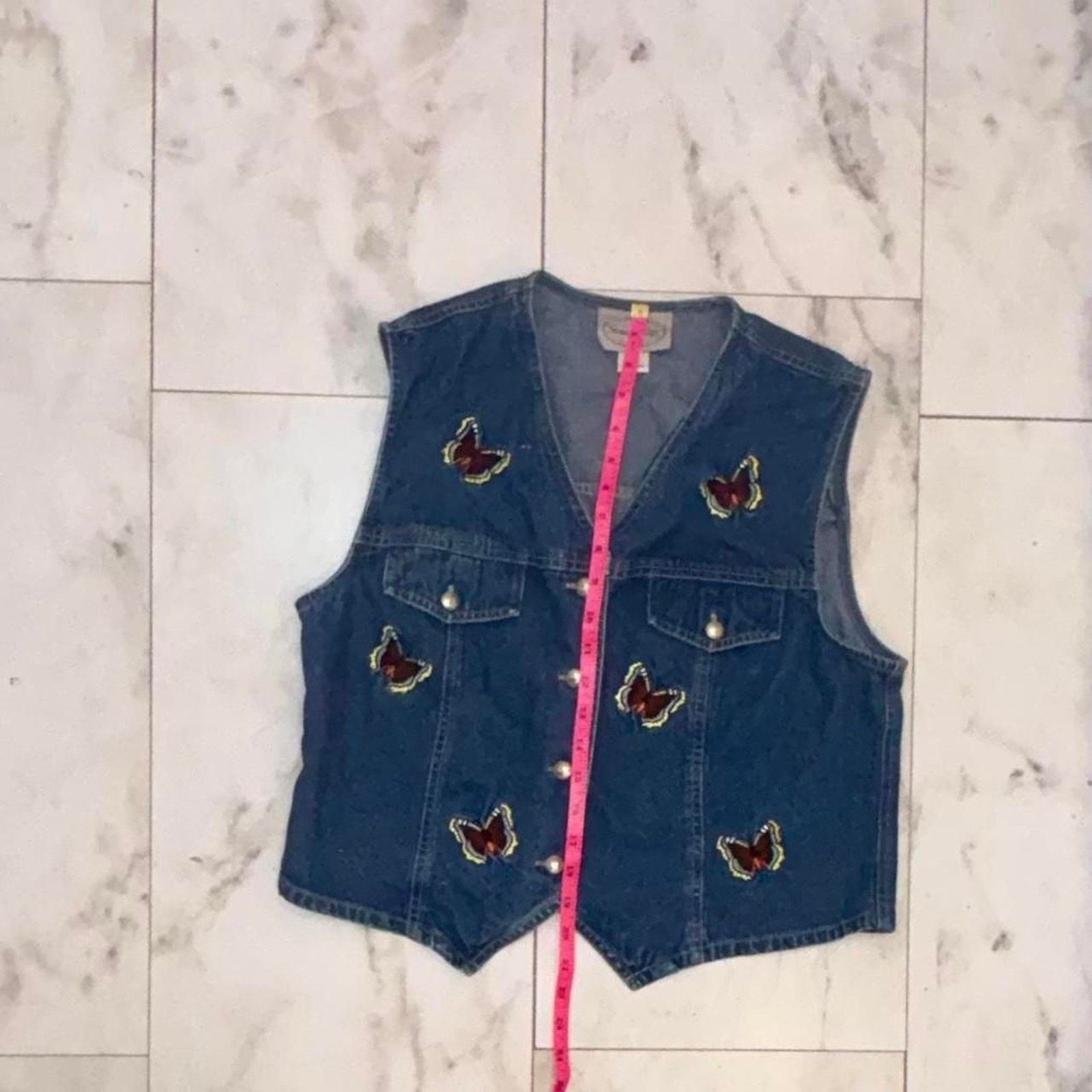 Anthropologie Unbranded Women's Blue and Navy Butterfly Vest Size L / US 10 / IT 46 - 7 Thumbnail