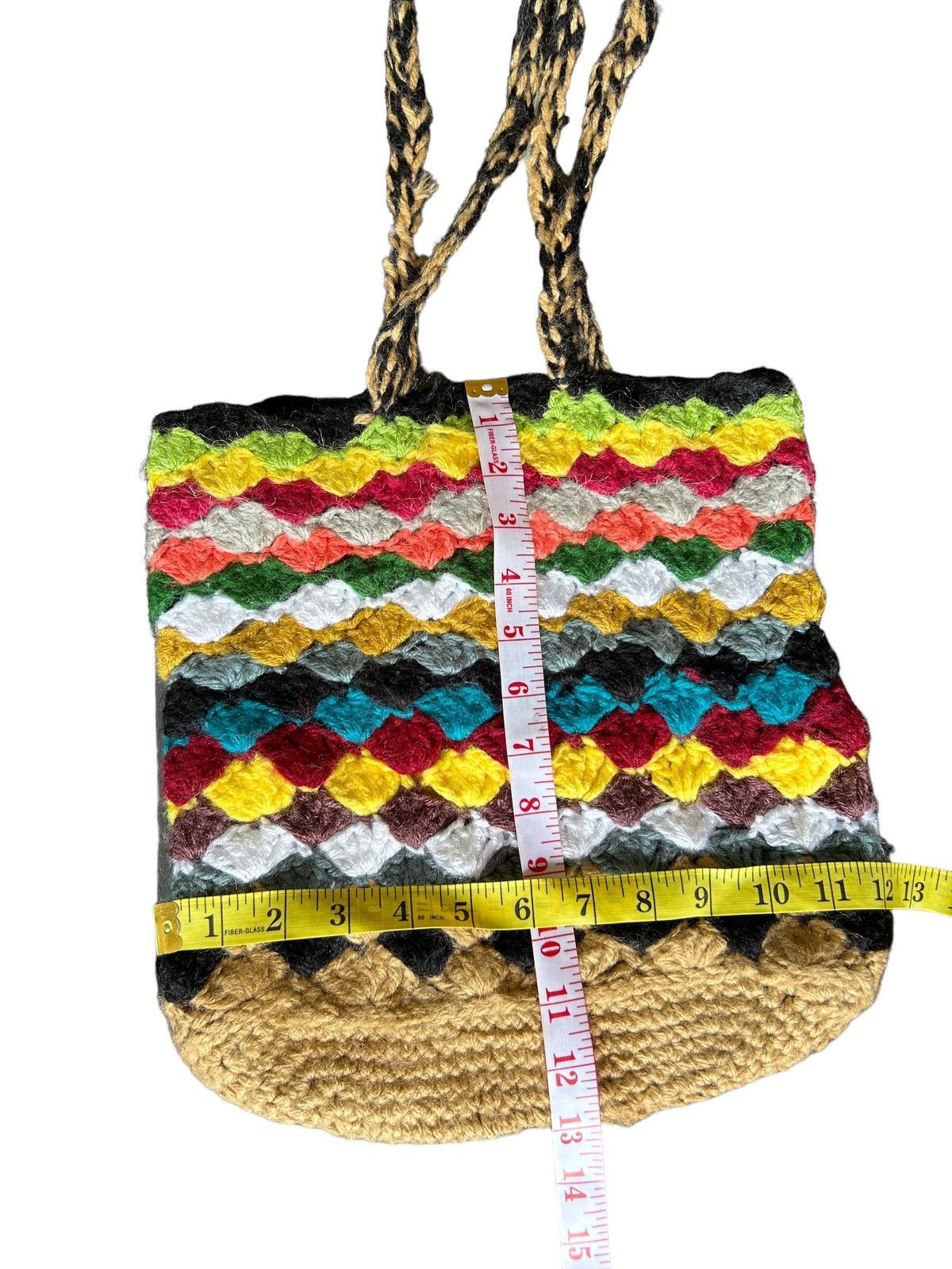 Japanese Brand × Kapital × Vintage Hippies style Crochet Knitted Handmade Tote Bag🌈 Size ONE SIZE - 3 Thumbnail