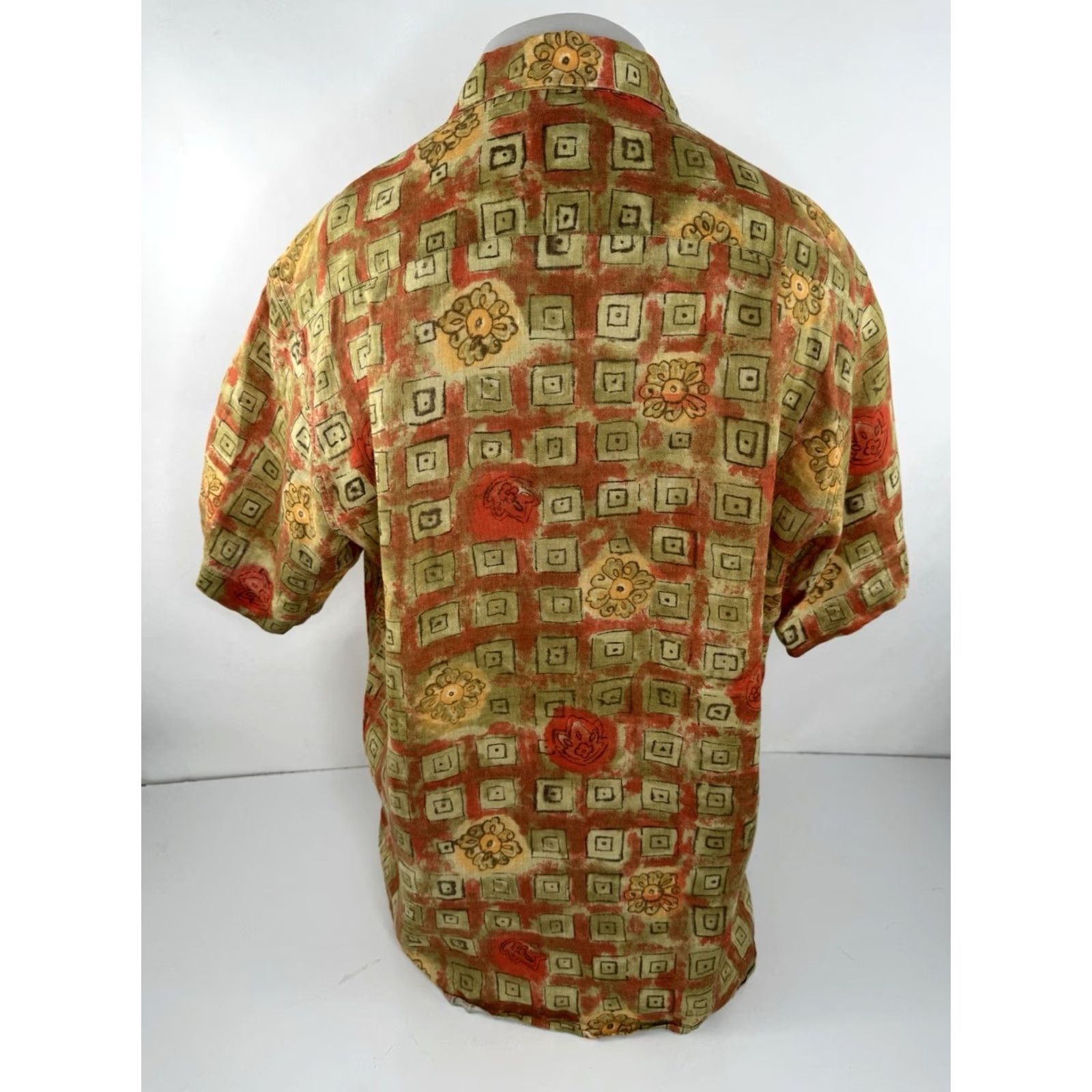 Ermenegildo Zegna ERME N GILDO ZEGNA - LINEN - Mens Floral Geometric L Shirt - EXCELLENT Size US L / EU 52-54 / 3 - 3 Thumbnail