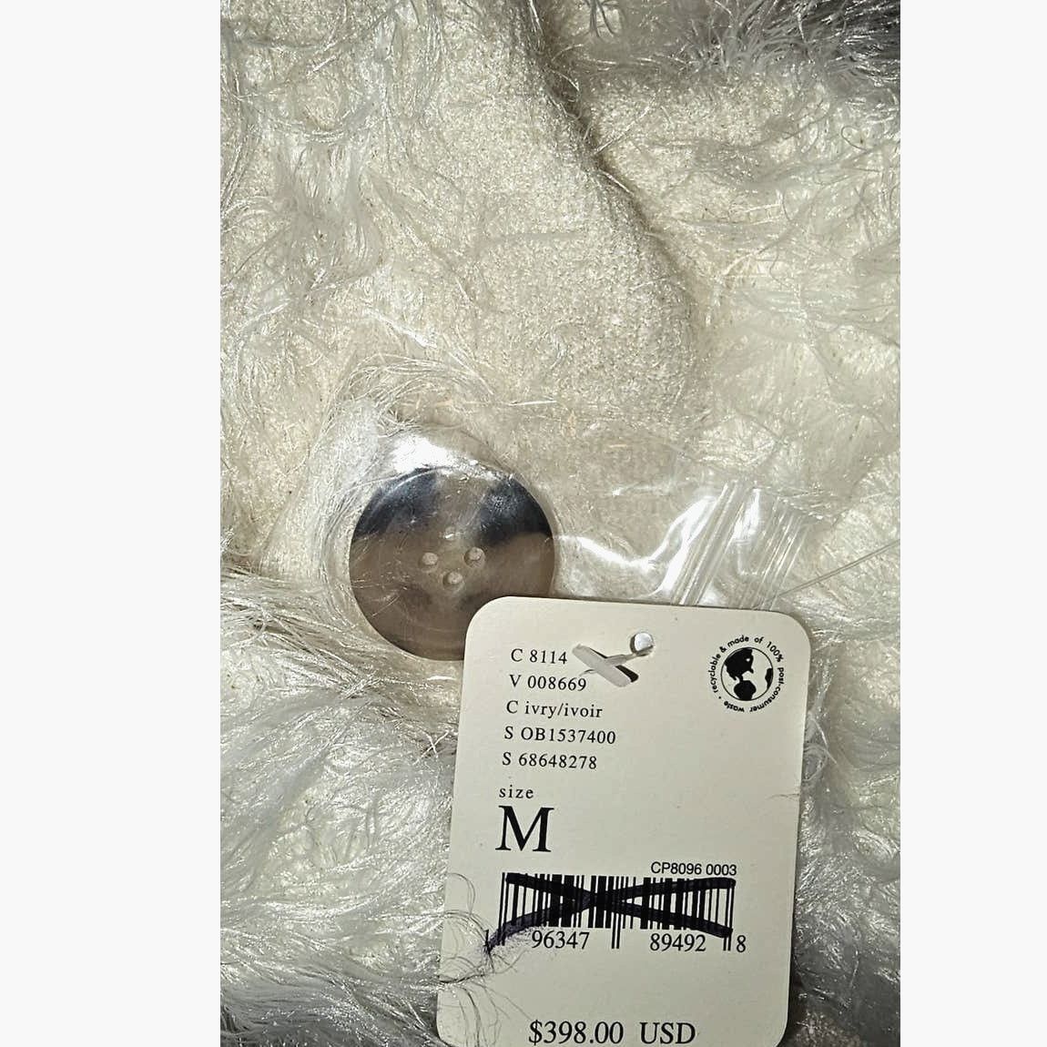 Free People New Free People David Cardi $398 MEDIUM Ivory FUZZY Coatigan Size M / US 6-8 / IT 42-44 - 7 Thumbnail