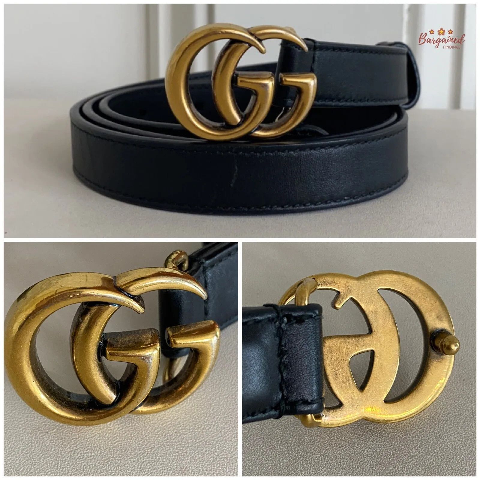 Gucci Gucci Smooth Leather Slim Signature Double G Buckle Belt Size 30 - 10 Thumbnail