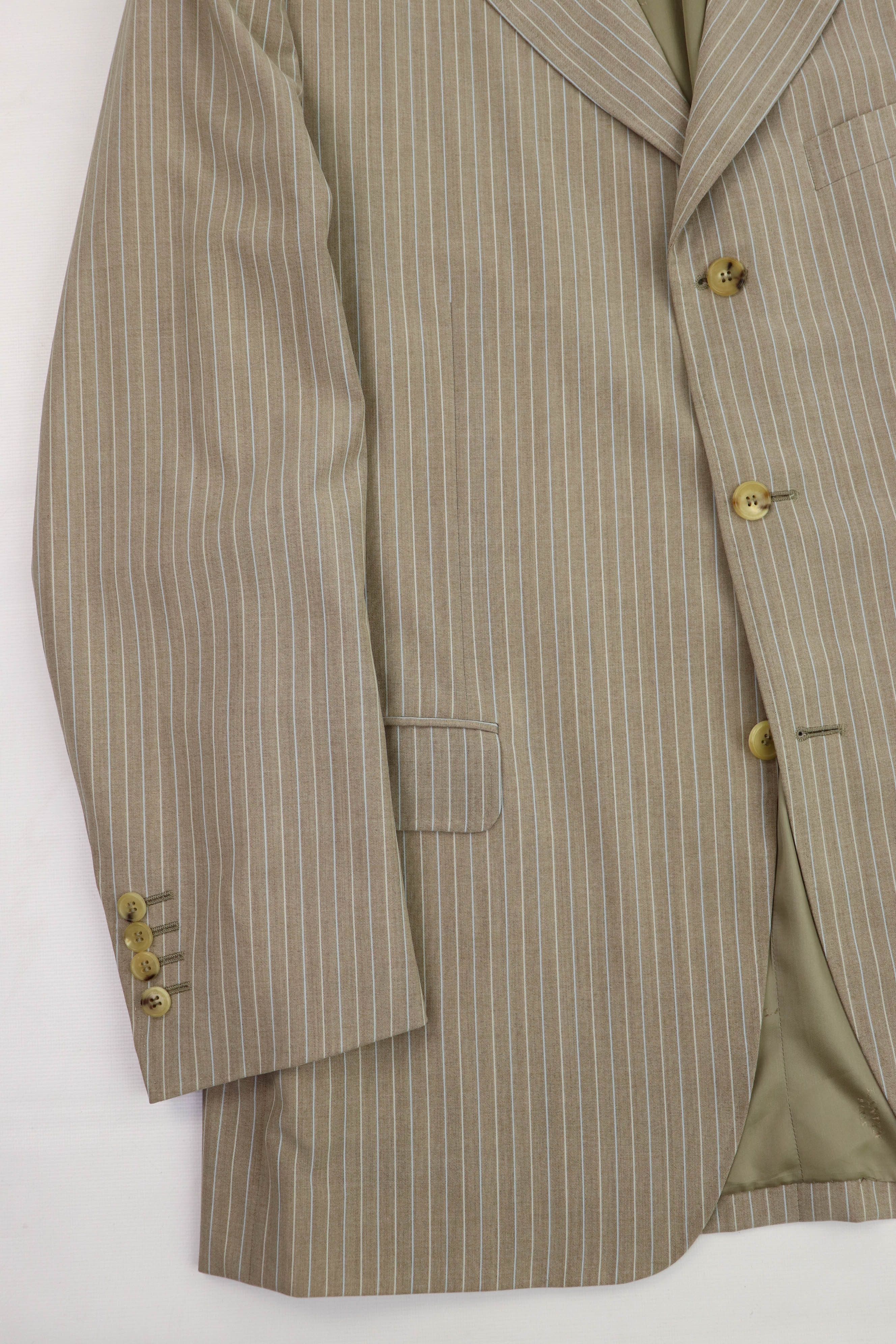 Lanvin Lanvin Paris Vintage Beige Striped Sport Coat Blazer Jacket Size 54R - 4 Thumbnail