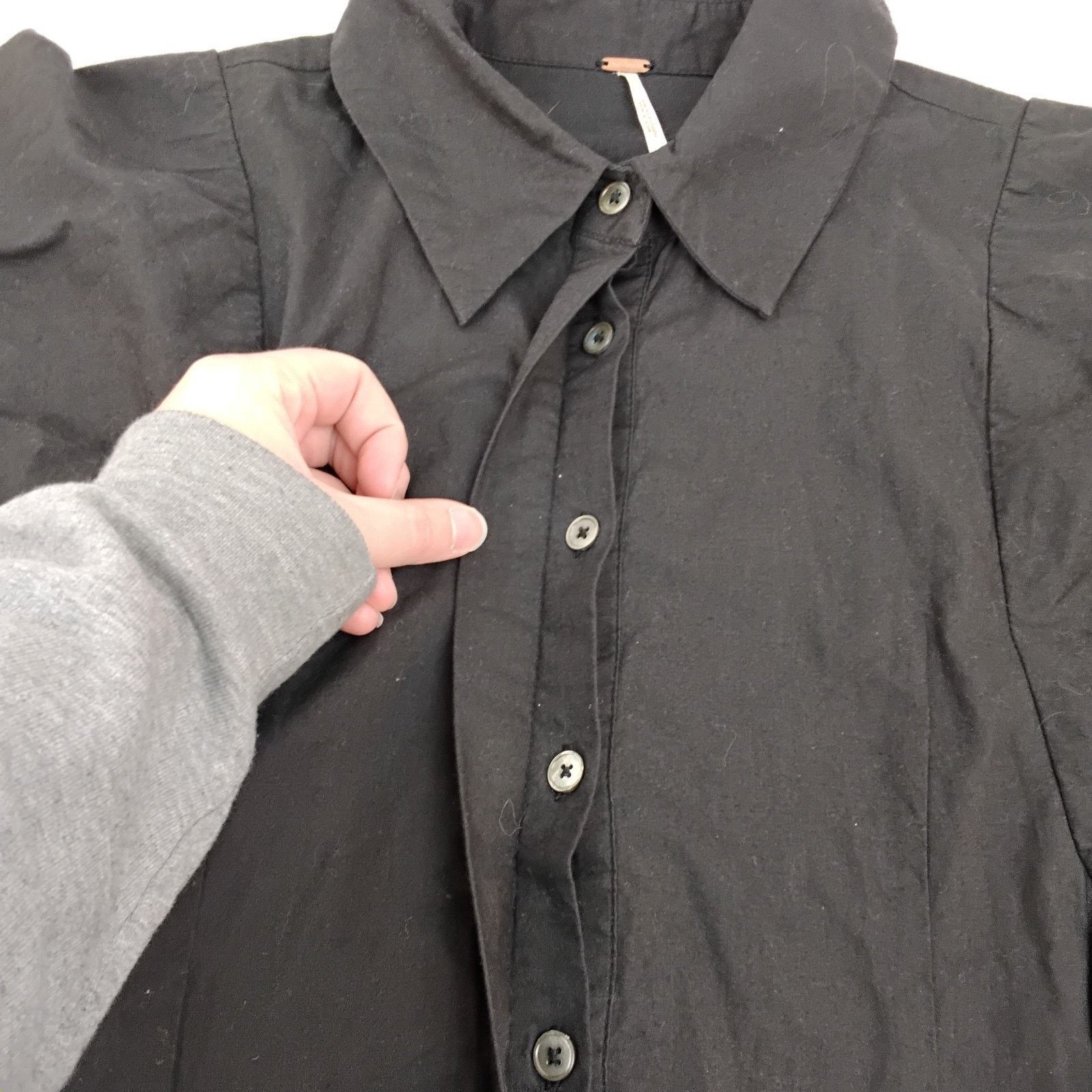 Free People Free People Puff Sleeve Mini Dress Women's M Black Button-Up Size M / US 6-8 / IT 42-44 - 8 Thumbnail