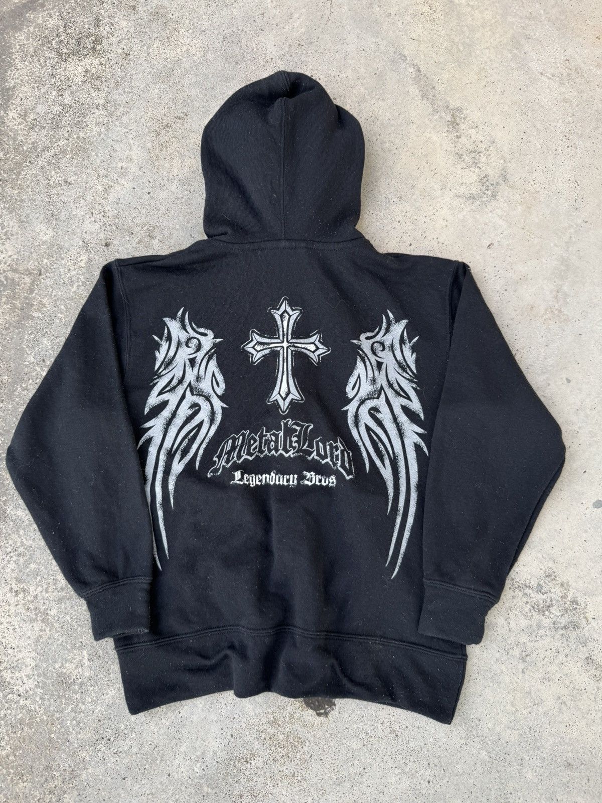 If Six Was Nine Anarchy Metal Lord Punk Cross Fur Zip Up Hoodie Size S / US 4 / IT 40 - 1 Thumbnail