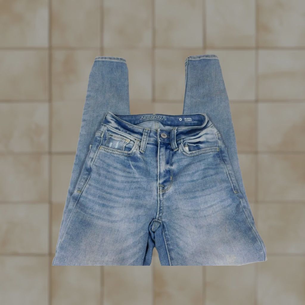 Vintage Arizona Jeans Womens 0 High Rise Skinny Blue Light Denim Zip Pockets 28in Inseam Regular Stretch Size 25" / US 0 / IT 36 - 1 Thumbnail