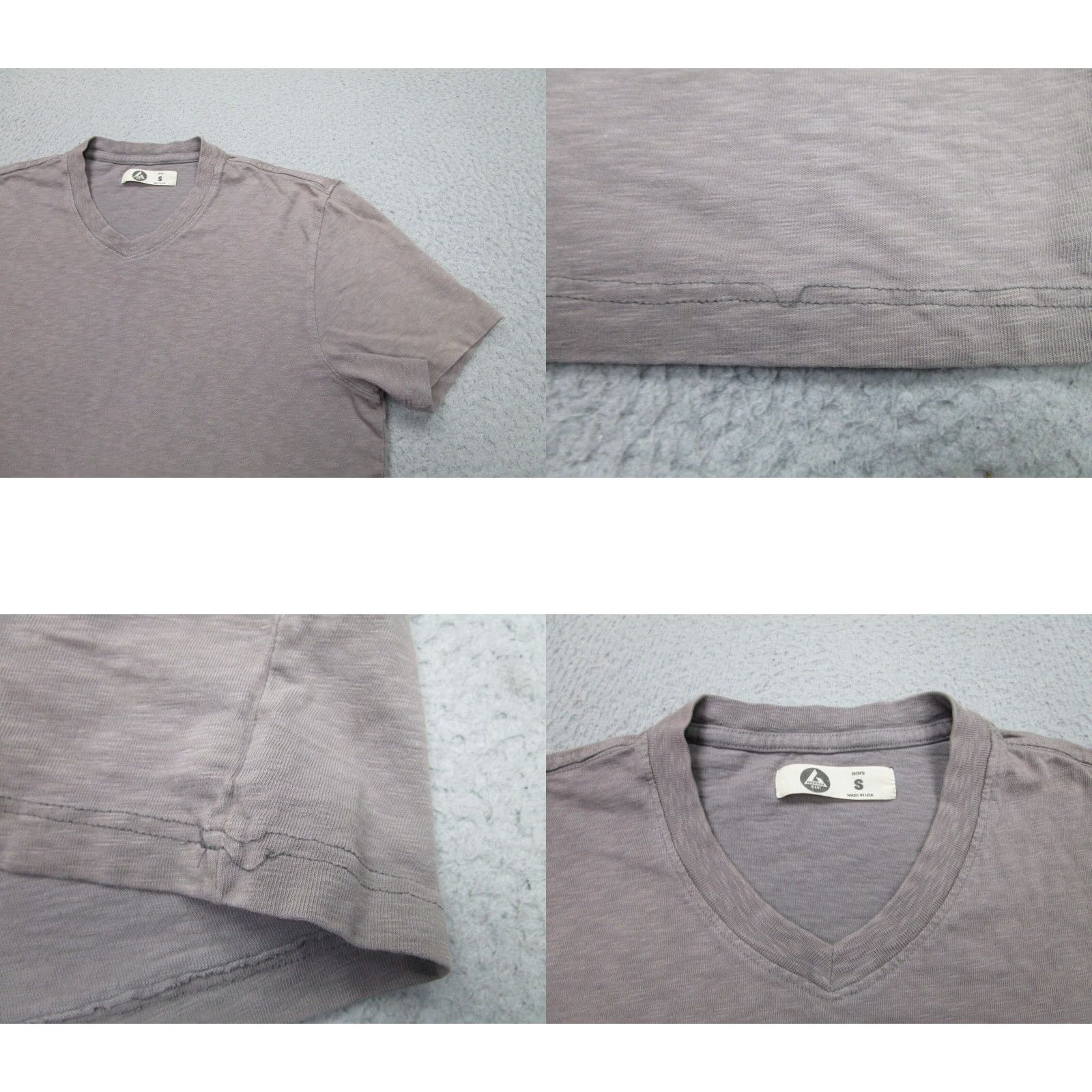Vintage American Giant Gray Grunge Distressed V-Neck T-Shirt Mens Small Short Sleeve Size US S / EU 44-46 / 1 - 2 Thumbnail