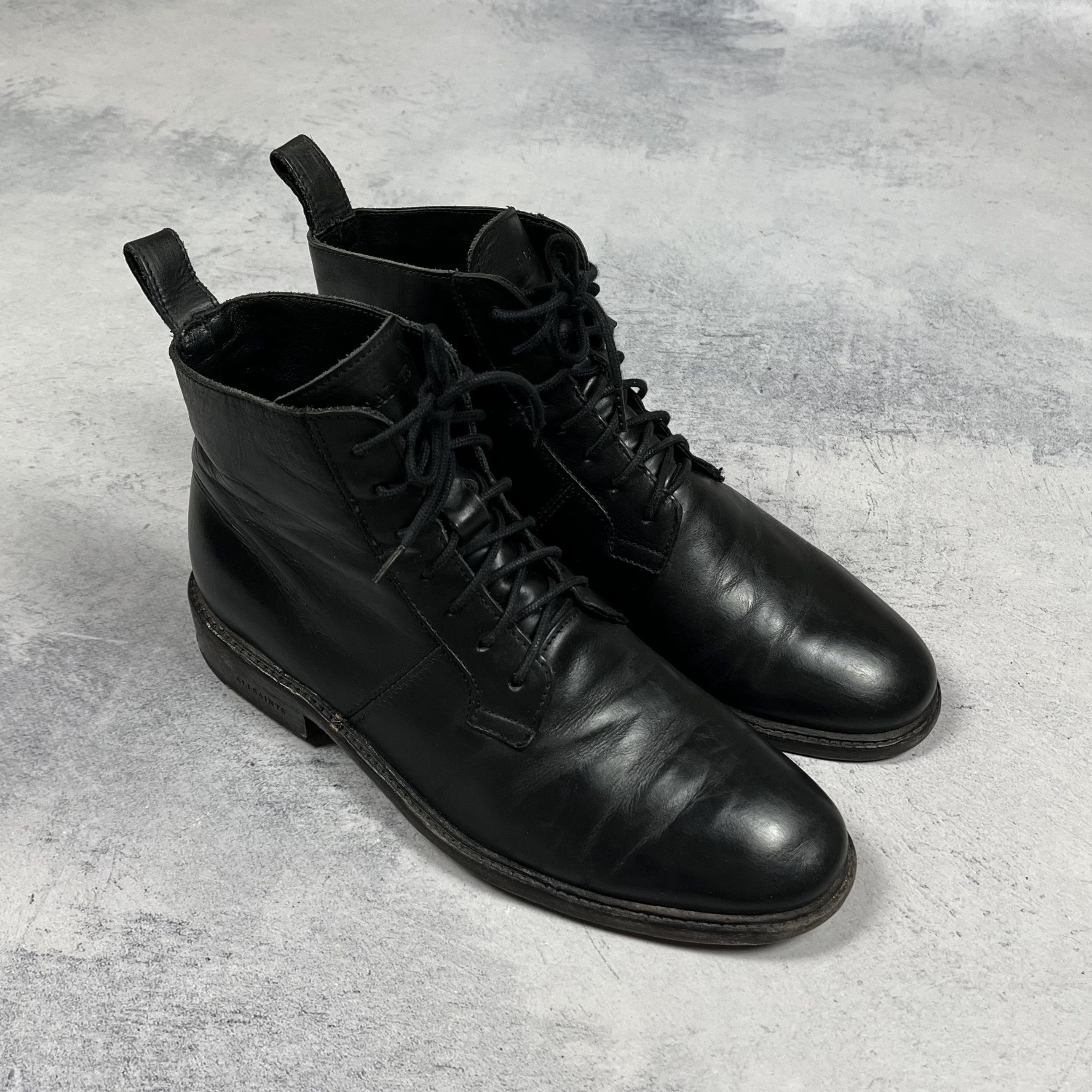 Allsaints Designer AllSaints Lace-Up Black Leather Boots Size US 8 / EU 41 - 1 Thumbnail