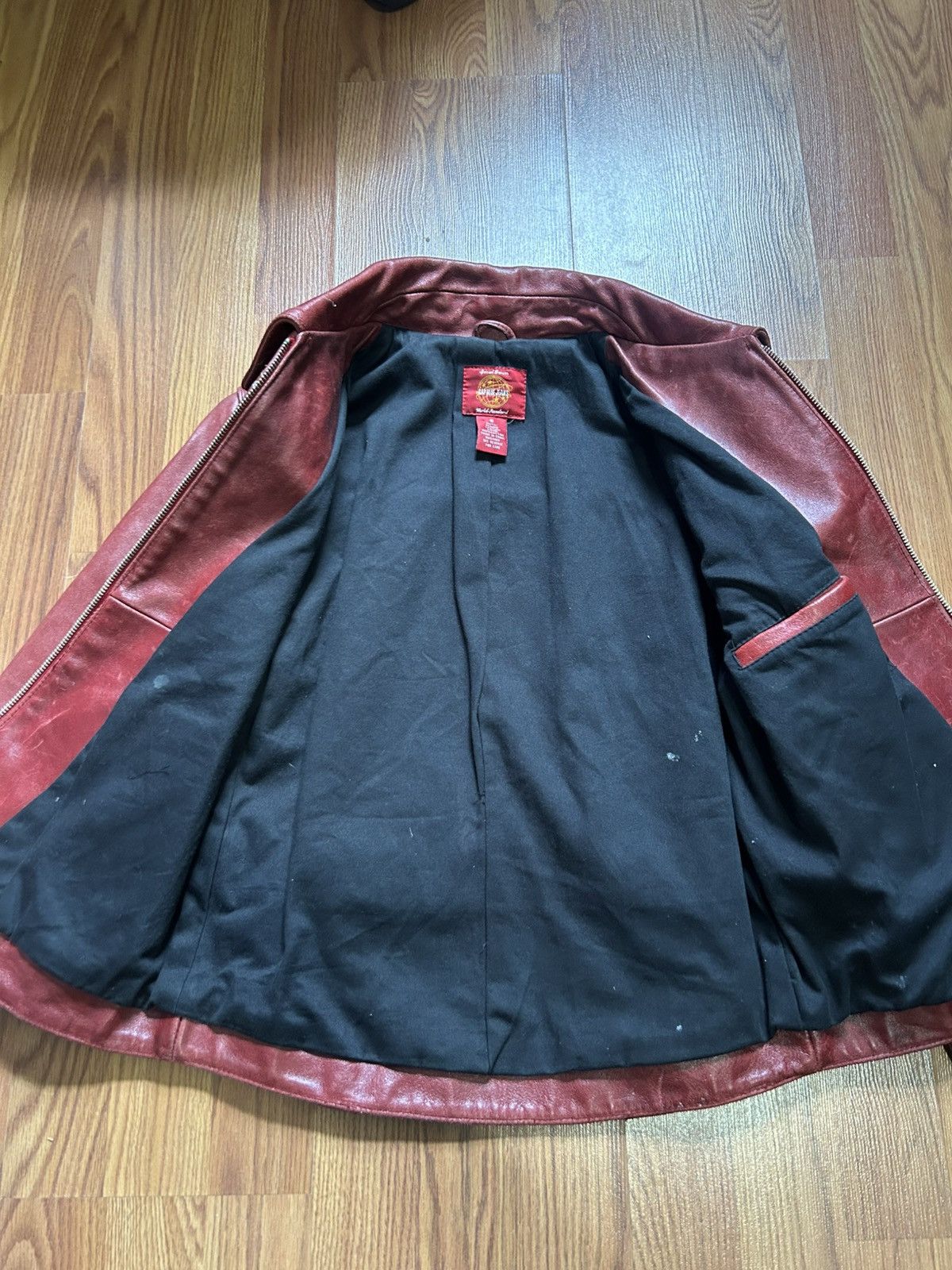 Gap Vintage Gap Blue Jeans Red Leather Jacket Size US S / EU 44-46 / 1 - 4 Thumbnail