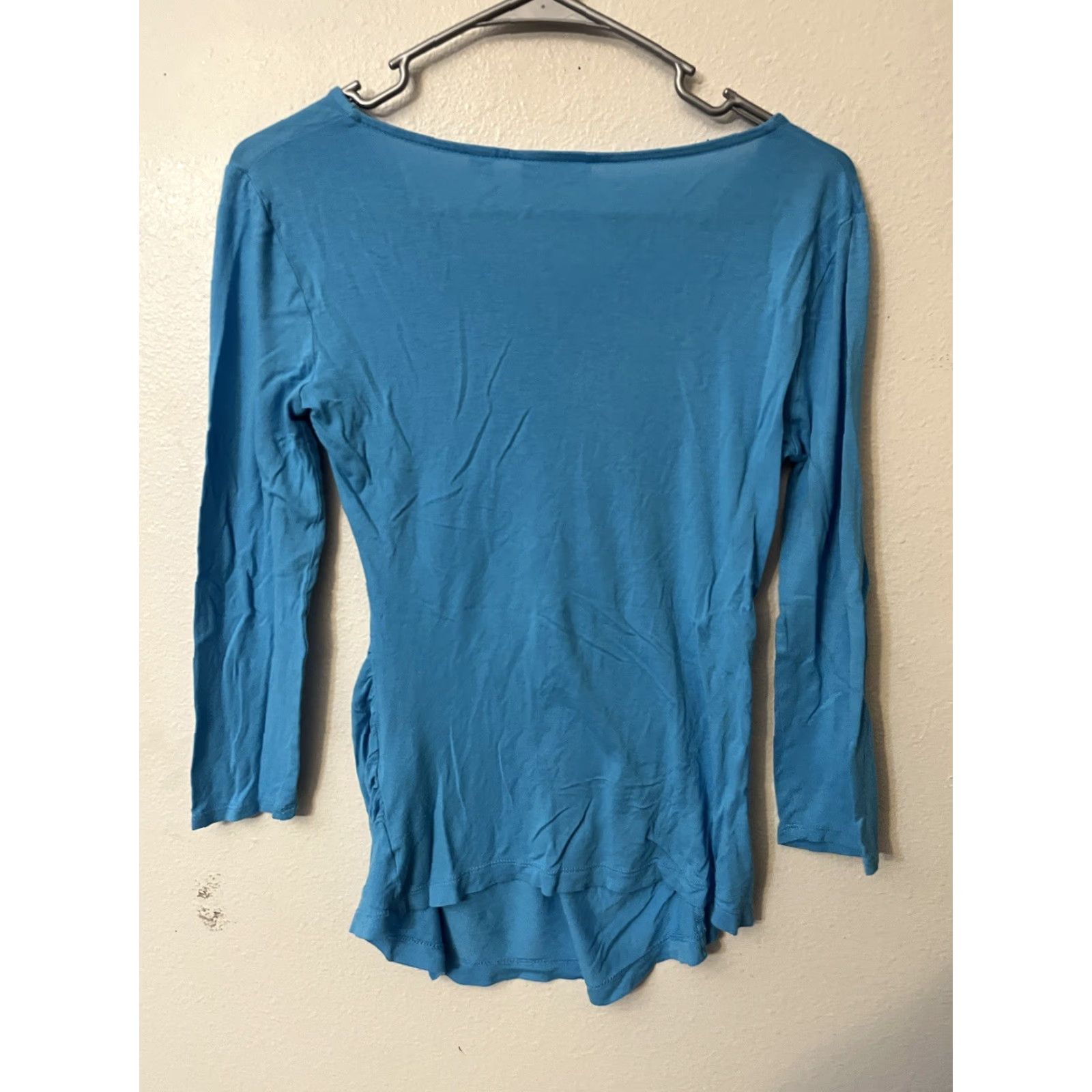 Vintage New York & Company T-Shirt XS Blue Long Sleeve V-Neck Women Size XS / US 0-2 / IT 36-38 - 2 Thumbnail