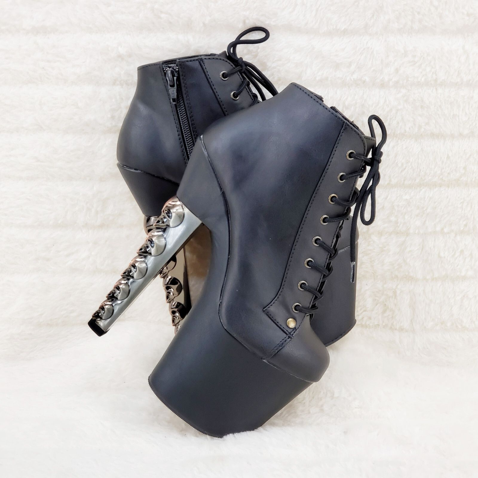 Other Voodoo 1005 Brush Metal Skull Stacked 7" High Heel Platform Size US 7 / IT 37 - 6 Thumbnail